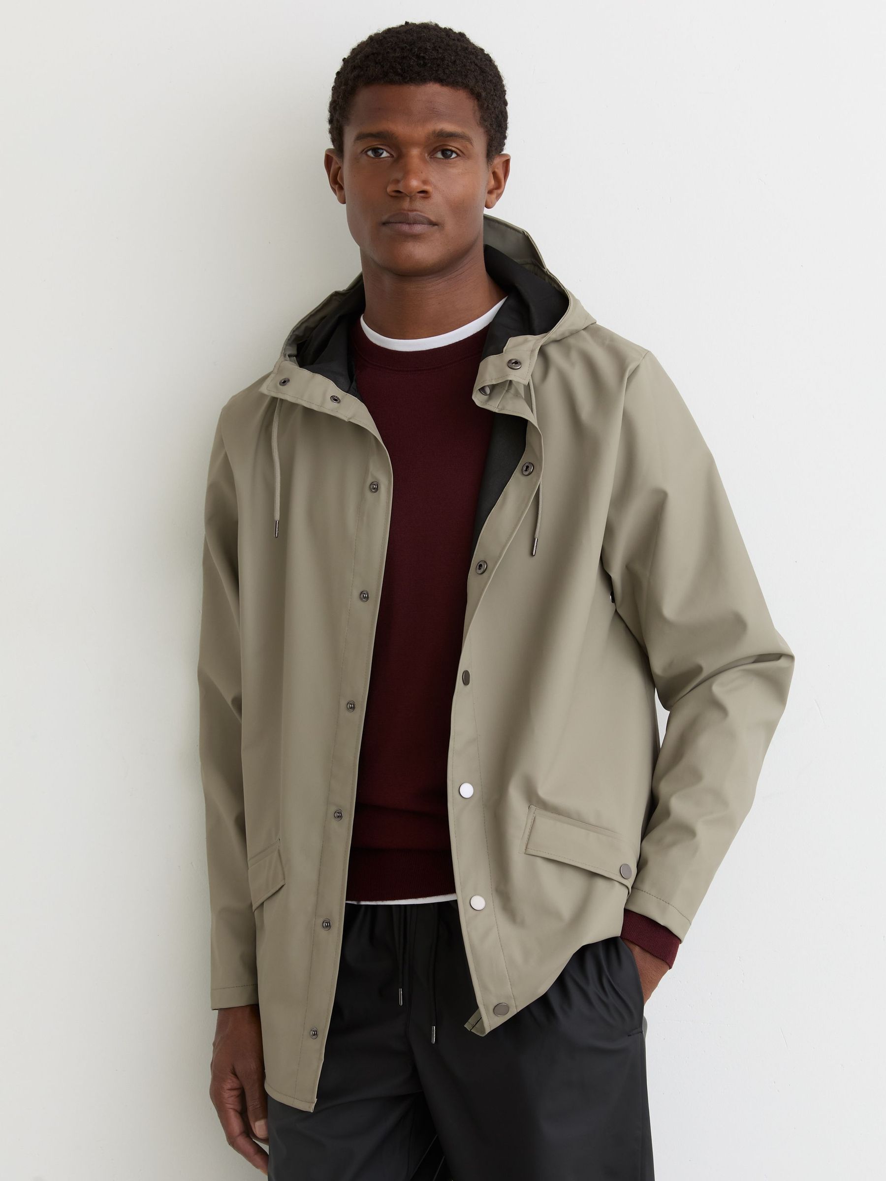 Rains Waterproof Hooded Rain Jacket in Drift (Y36089) | £89