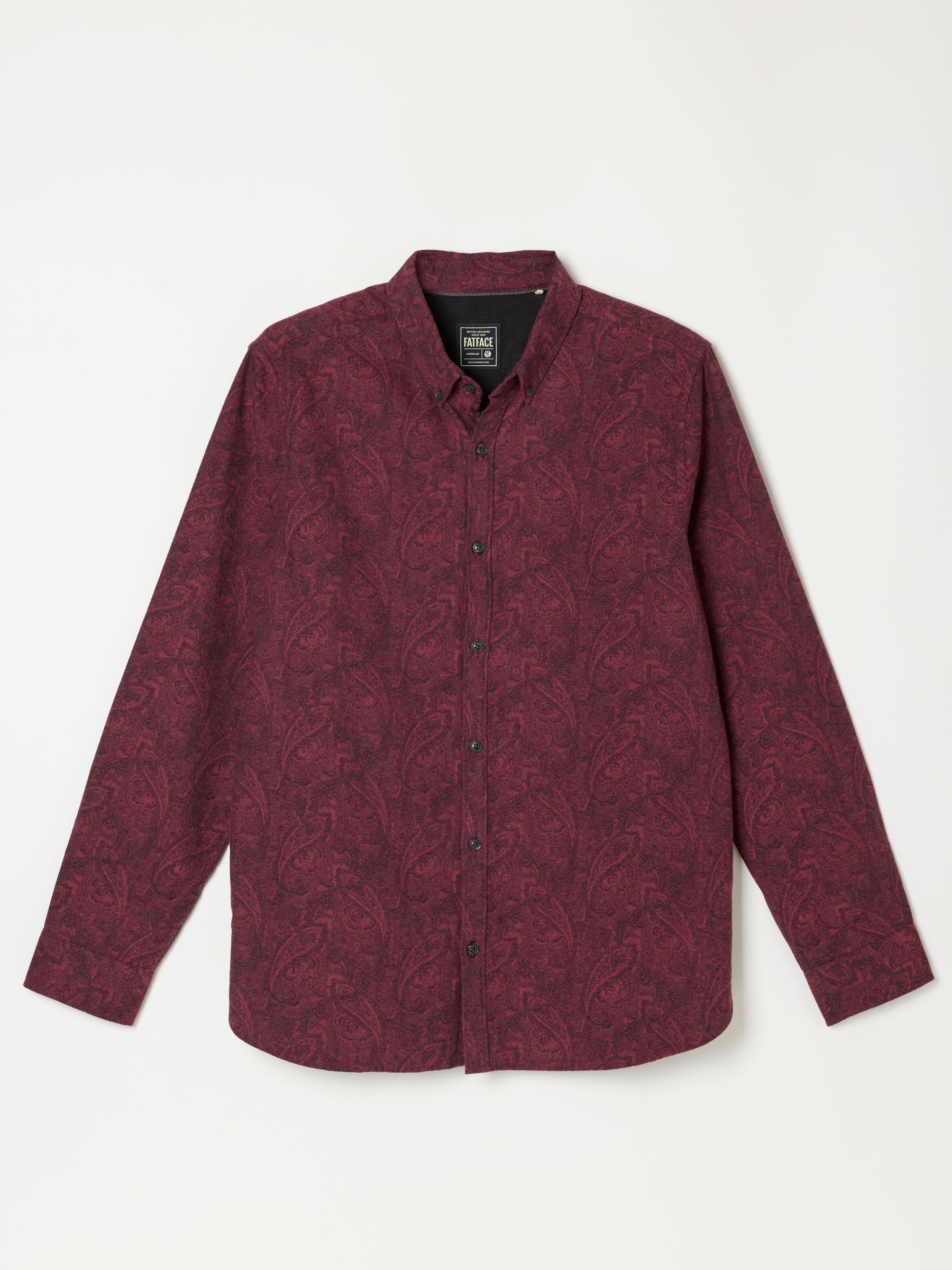Burgundy Red - Regular Long Sleeve Jacquard Shirt