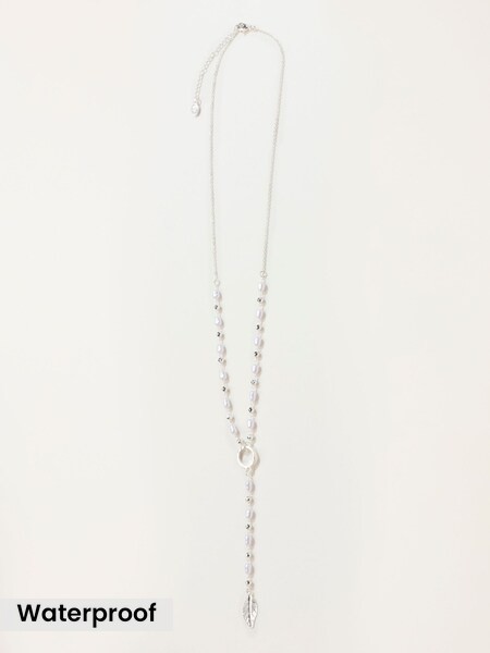 Silver Tone - Leaf Drop Necklace