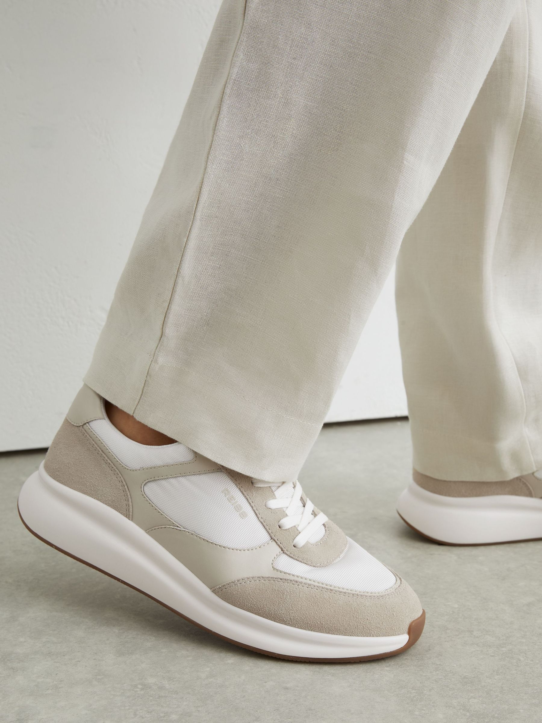 Off White - Regular Suede-trim Runner Trainers