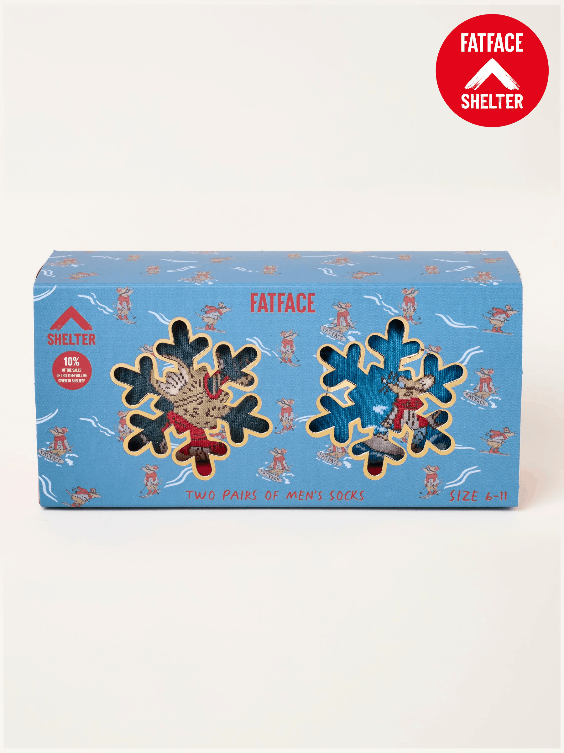 Multi - Regular 2 Pack Shelter Christmas Mouse Socks In A Box