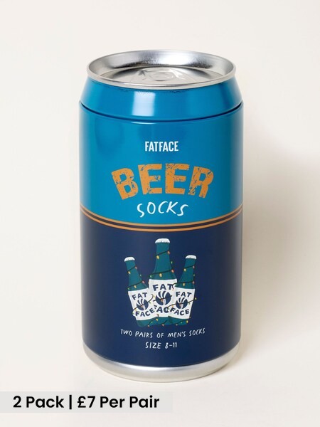 Multi - Regular 2 Pack Beer Socks In A Can