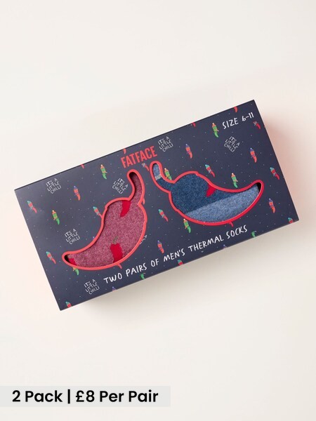 Multi - Regular 2 Pack Thermal Chilli Stripe Socks In A Gift Box