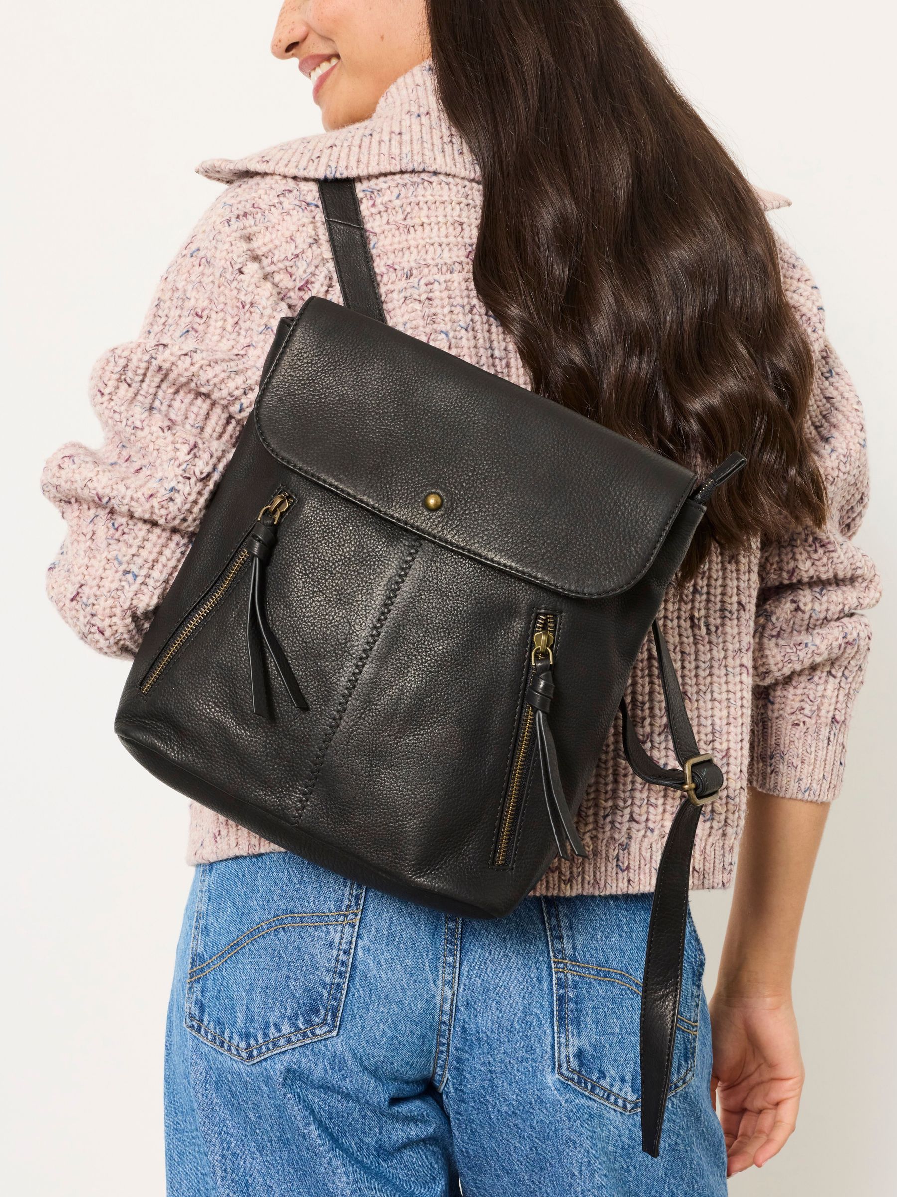 Black - Leather Backpack