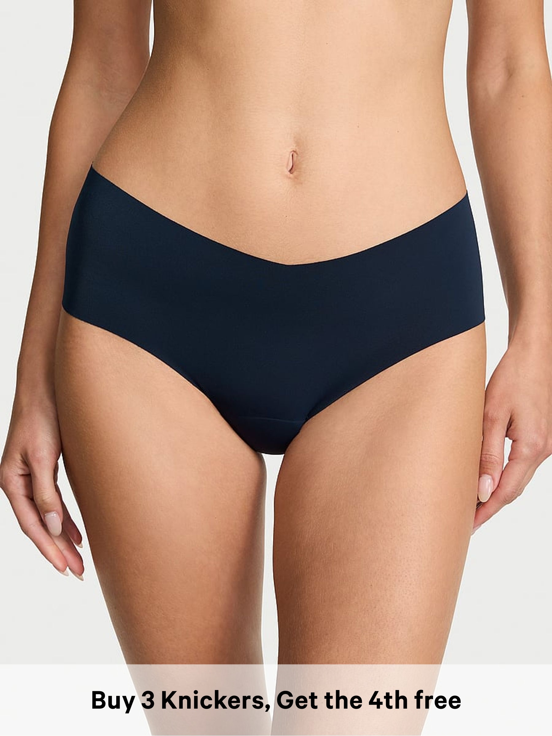Noir Navy Blue - High Waisted Thong Strappy Back Knickers