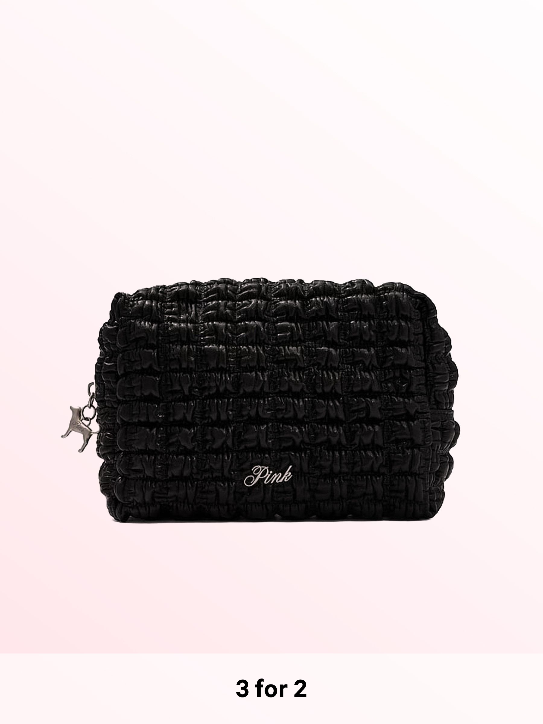 Black - Smocked Makeup Bag