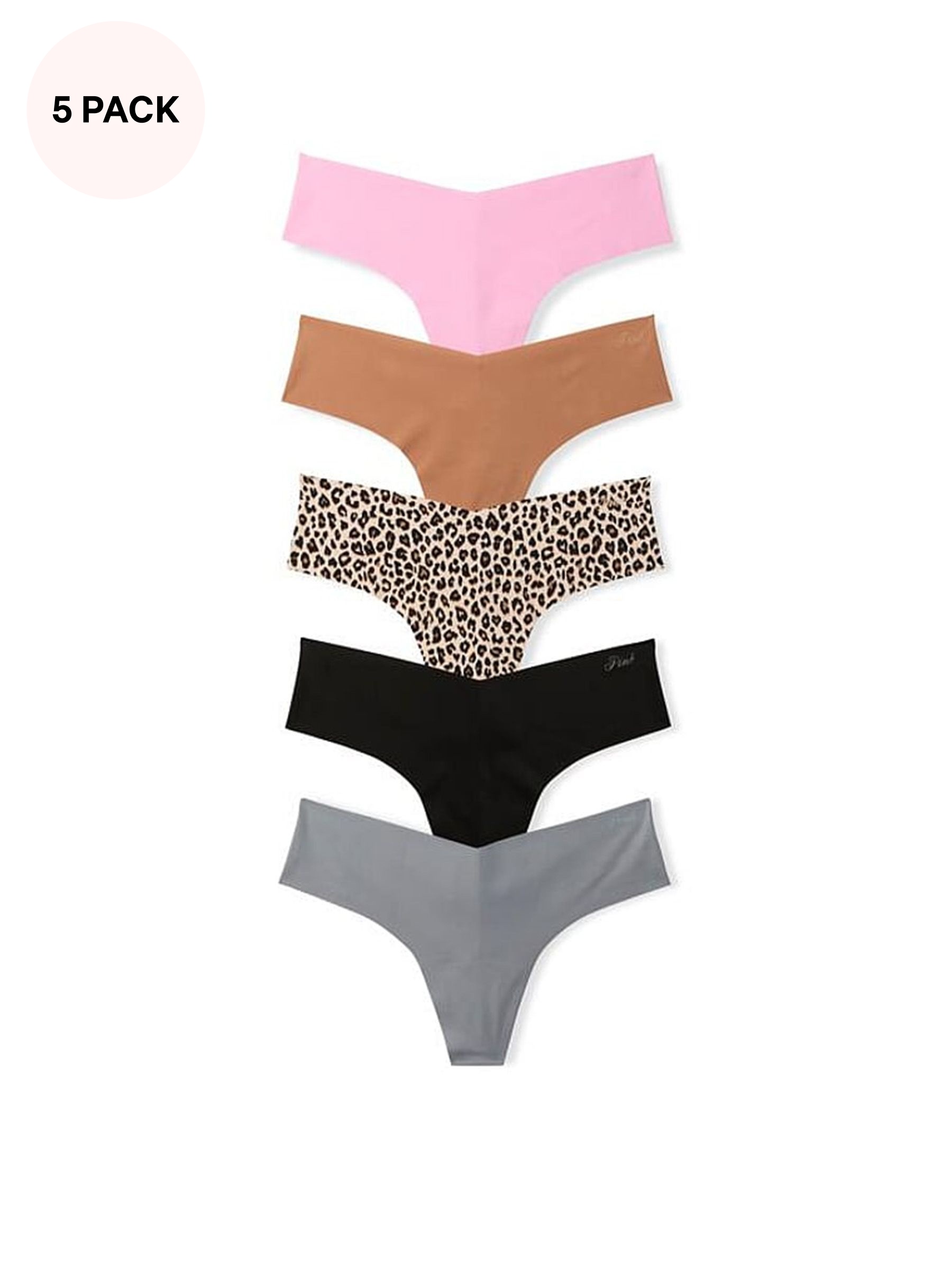 Black/Grey/Nude/Pink - G String 5 Pack No Show Knickers