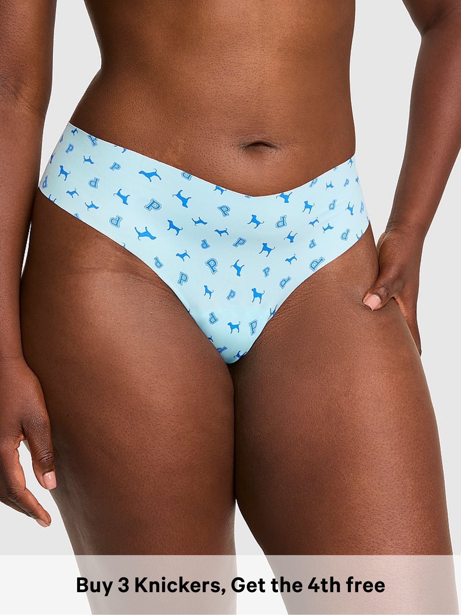 Stream Blue Dog Print - Thong No Show Knickers