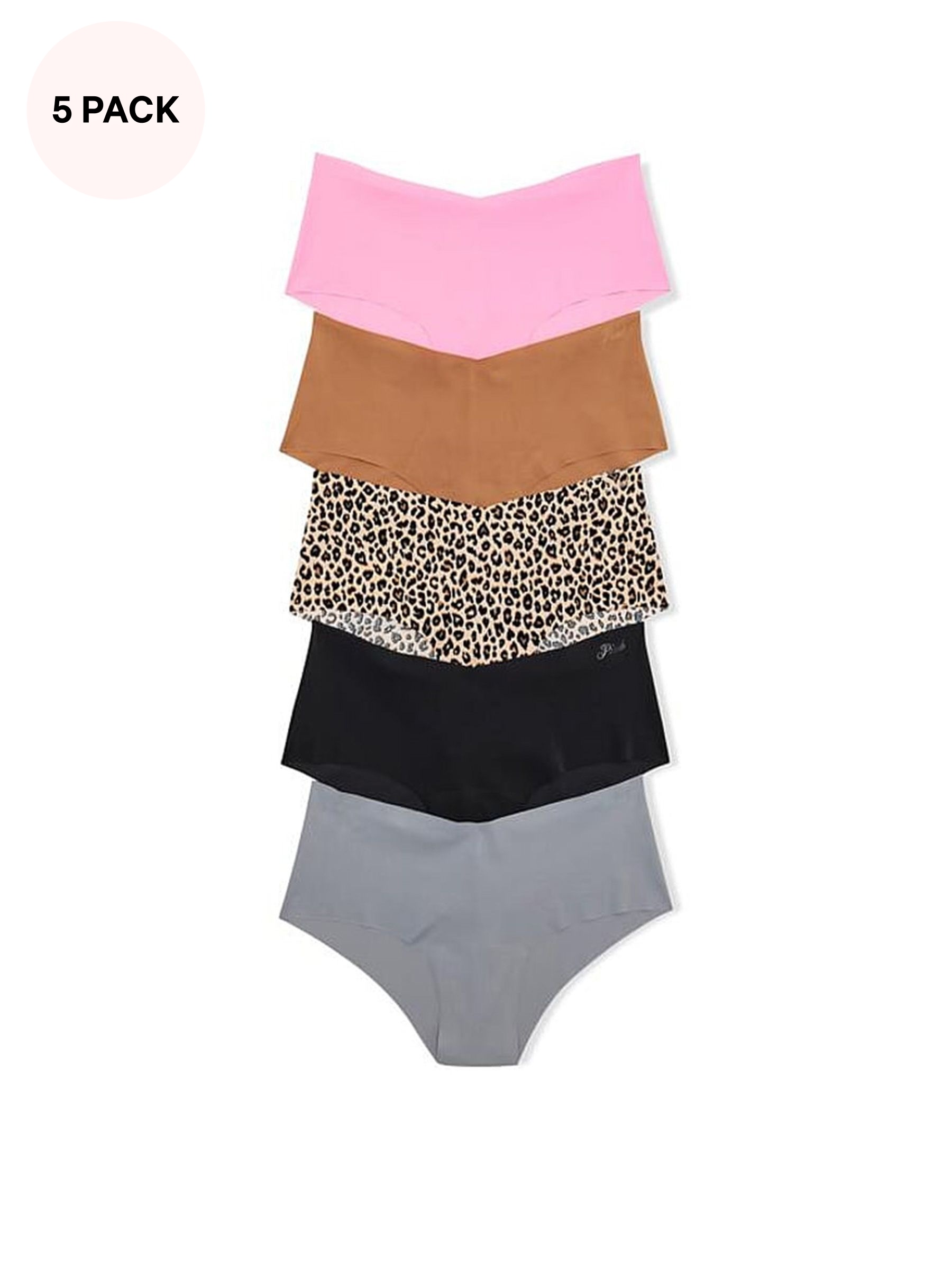 Black/Grey/Nude/Pink - G String 5 Pack No Show Knickers