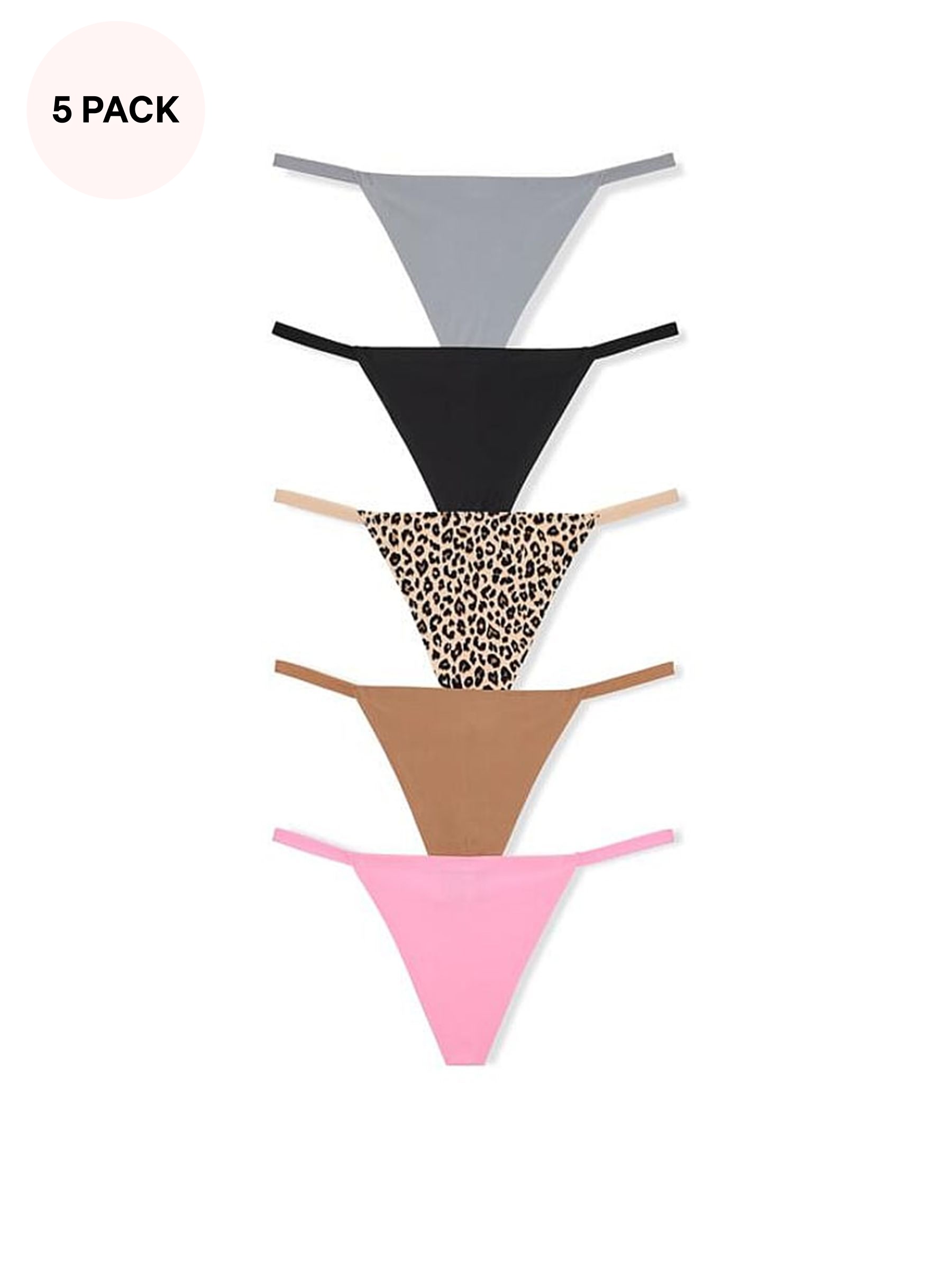 Black/Grey/Nude/Pink - G String 5 Pack No Show Knickers