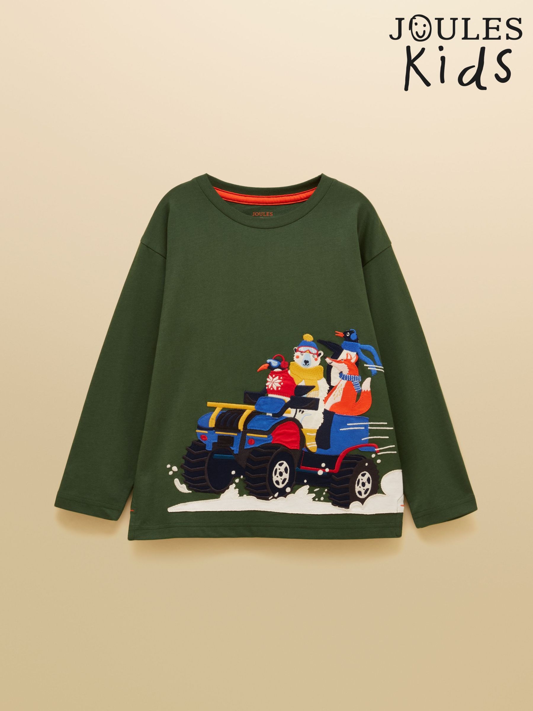 Green - Long Sleeve Applique Graphic T-shirt