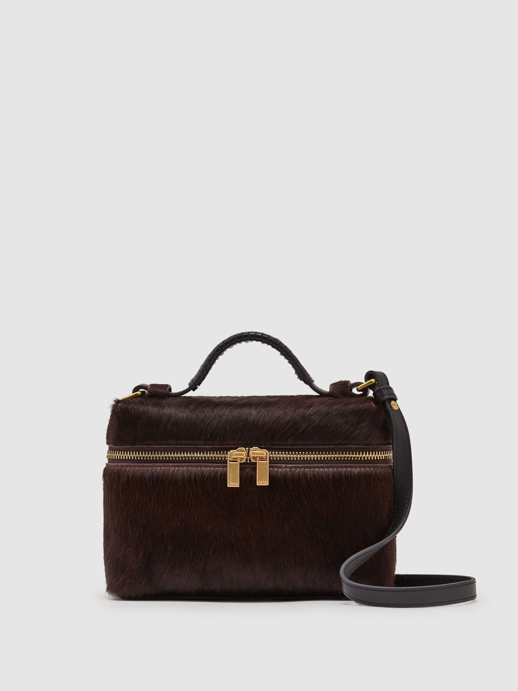Chocolate - Pony Hair-effect Vanity Crossbody Bag