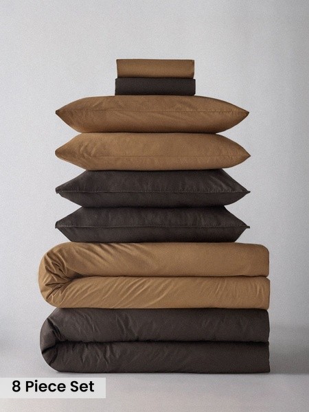The Set 2 Pack Washed Cotton Bedsets With Fitted Sheets