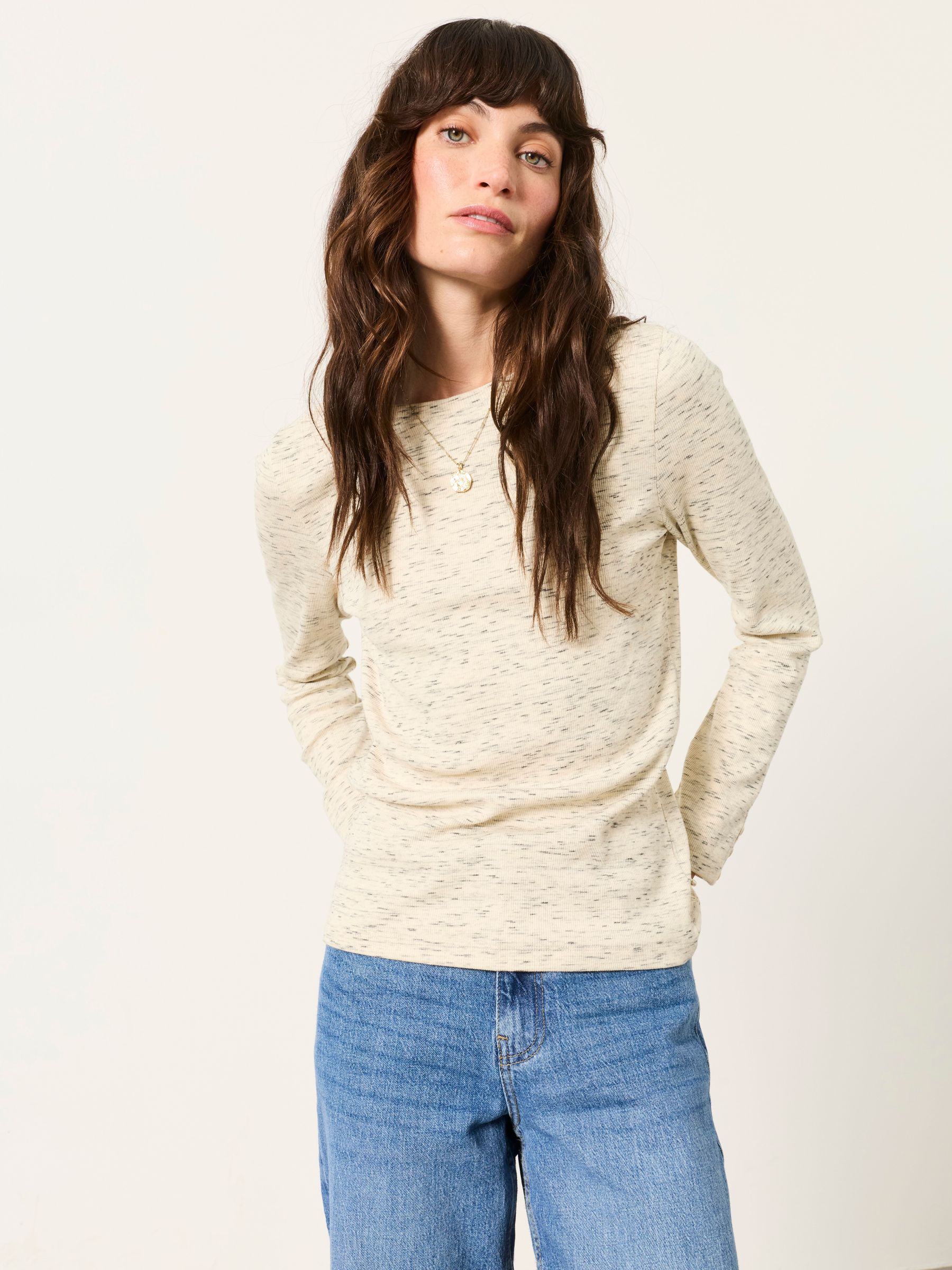 Ivory Space Dye - Long Sleeve Top
