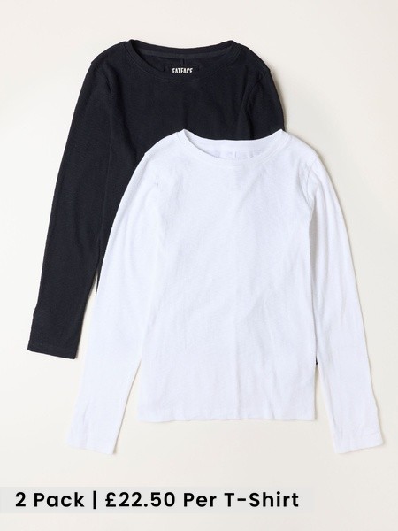 Black / White - 2 Pack Round Neck Rib-t Shirt