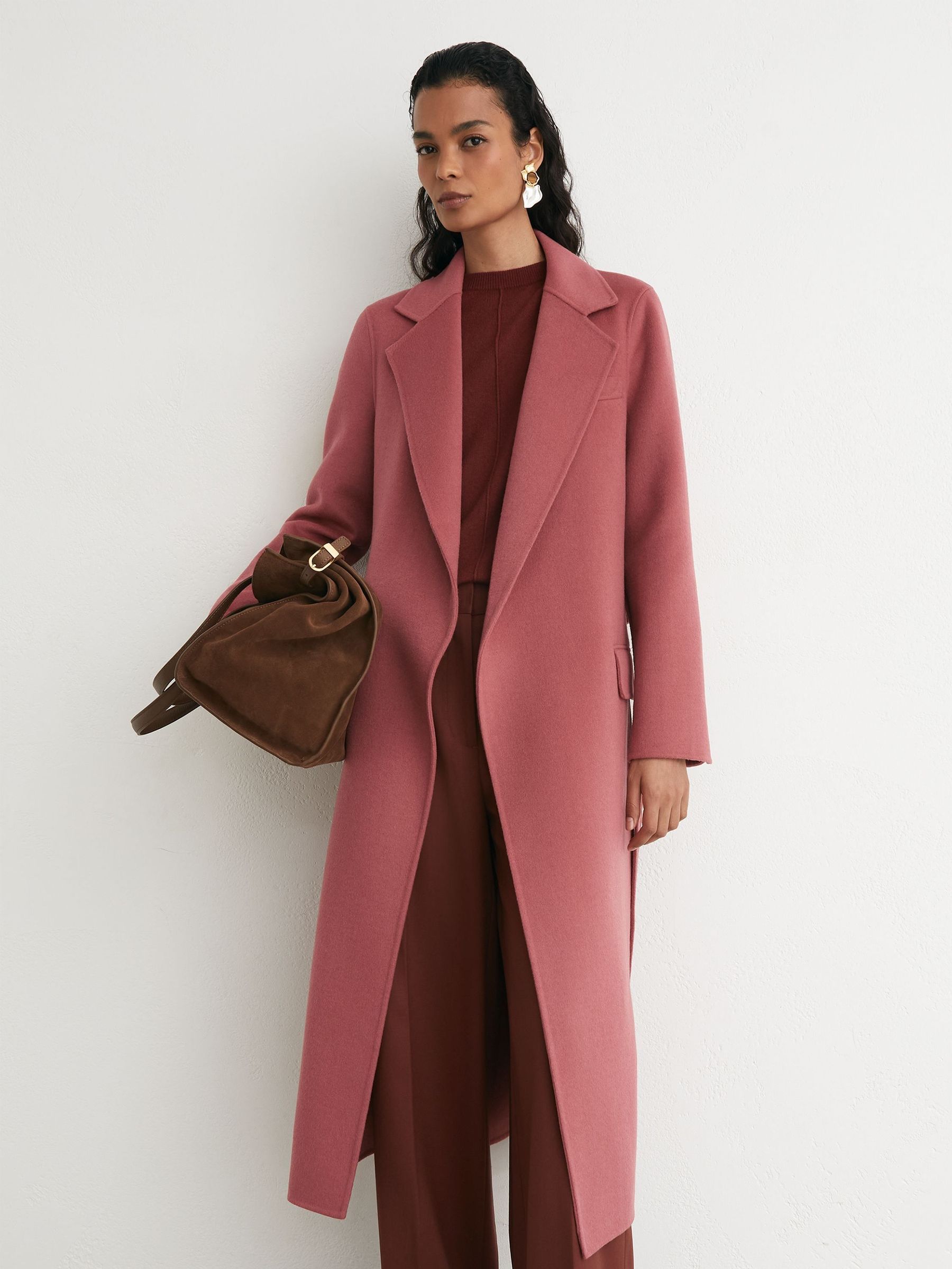 Pink - Wool-blend Double-breasted Blind-seam Coat
