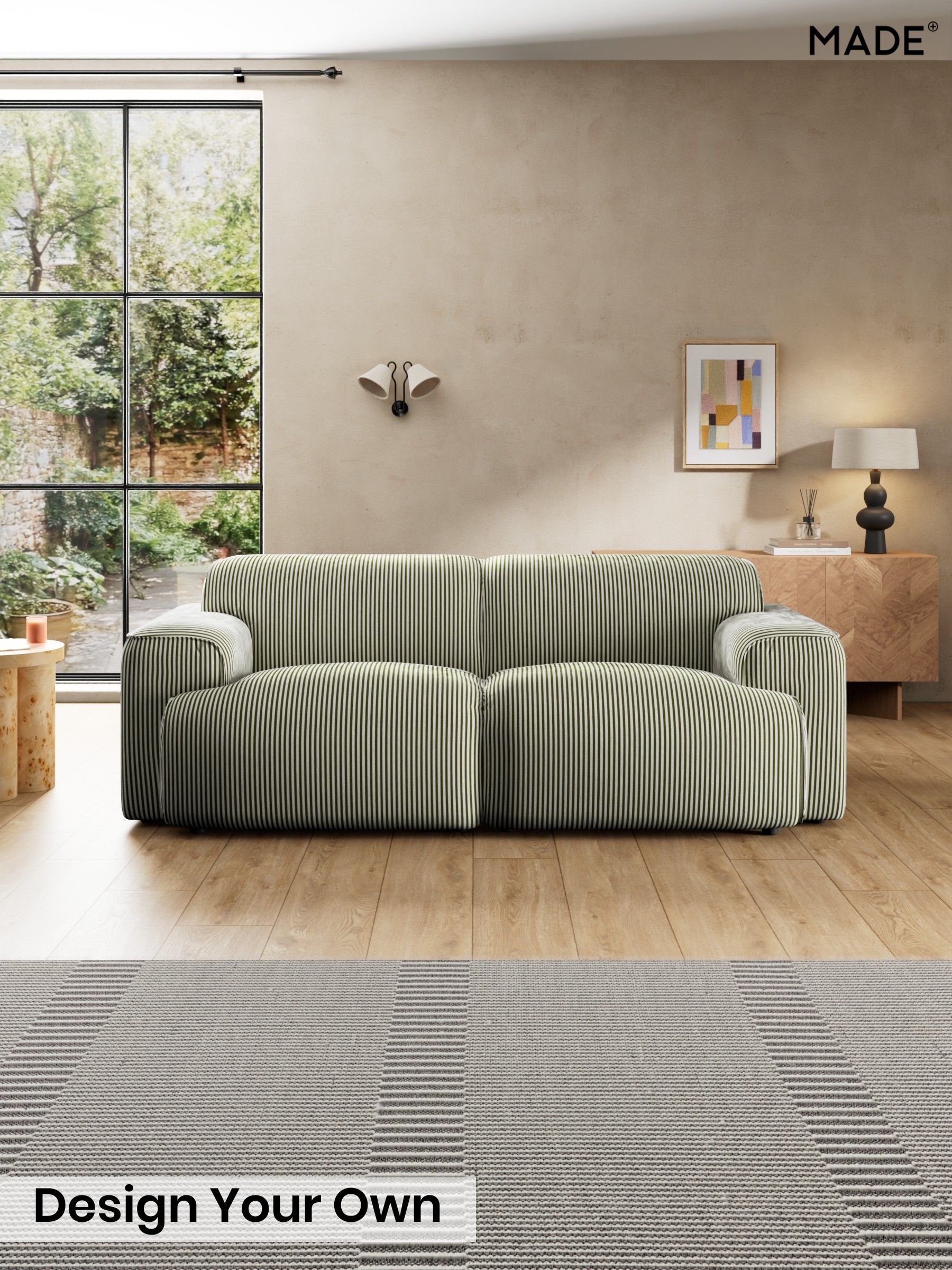 Velvet Stripe/Olive Green - Avalon By Made