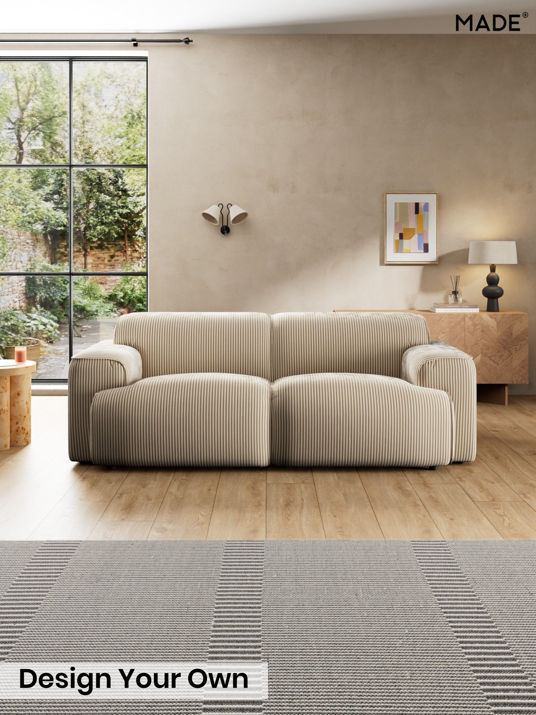 Velvet Stripe/Beige Natural - Avalon By Made