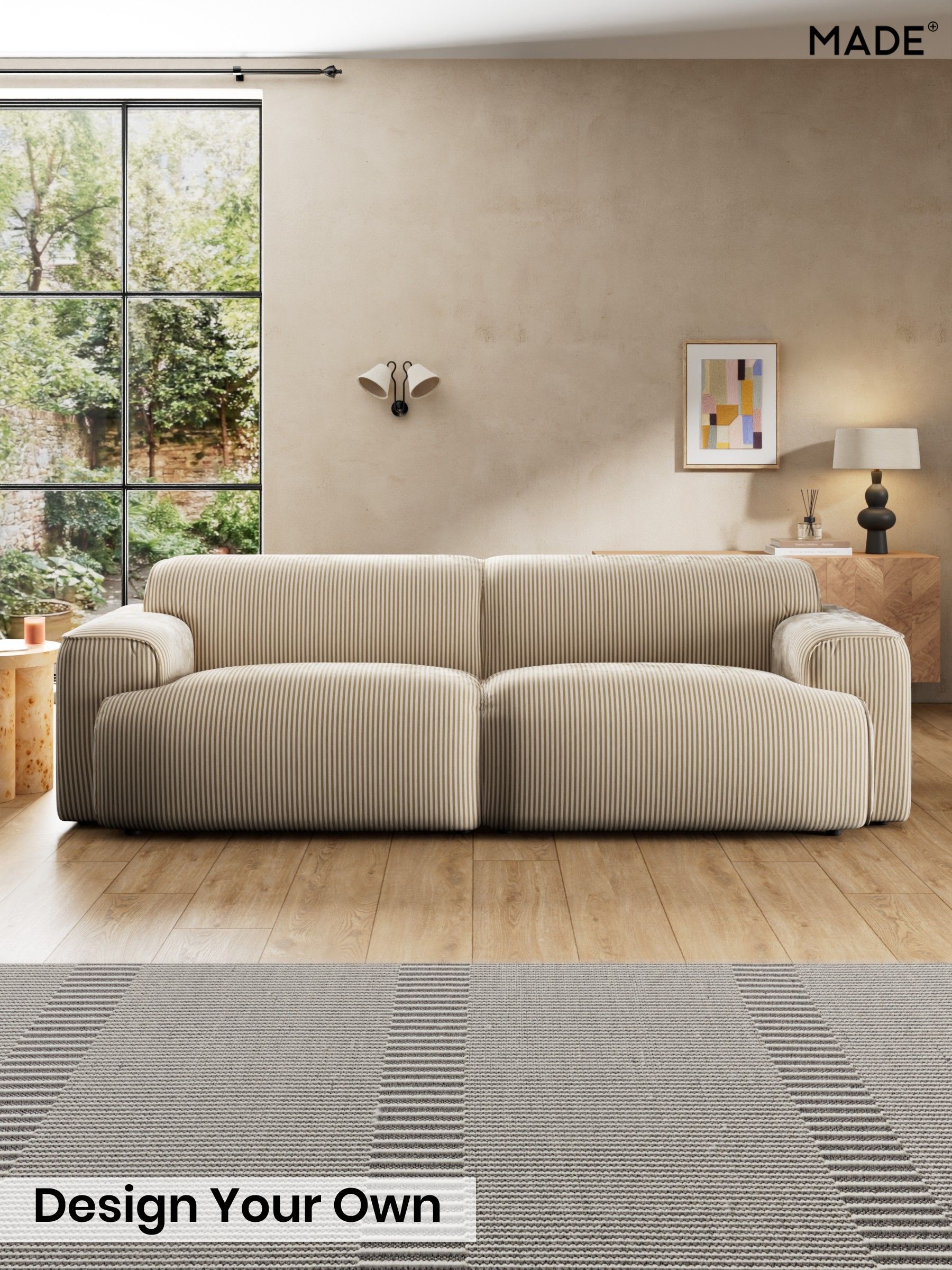 Velvet Stripe/Beige Natural - Avalon By Made