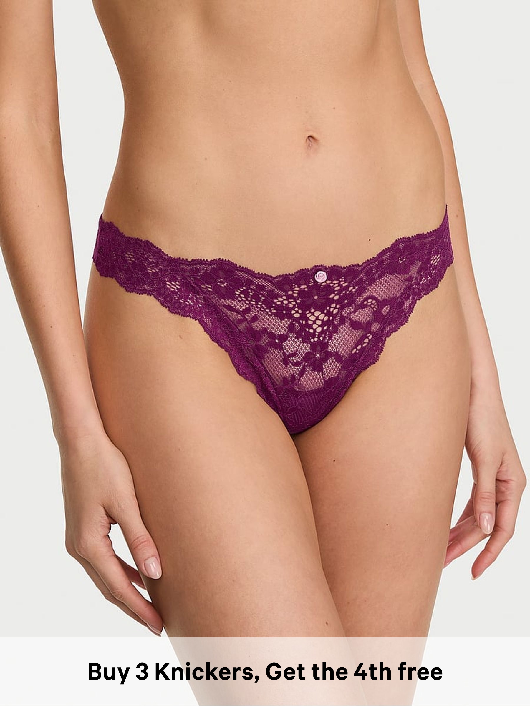 Rhubarb Purple - Thong Lace Knickers