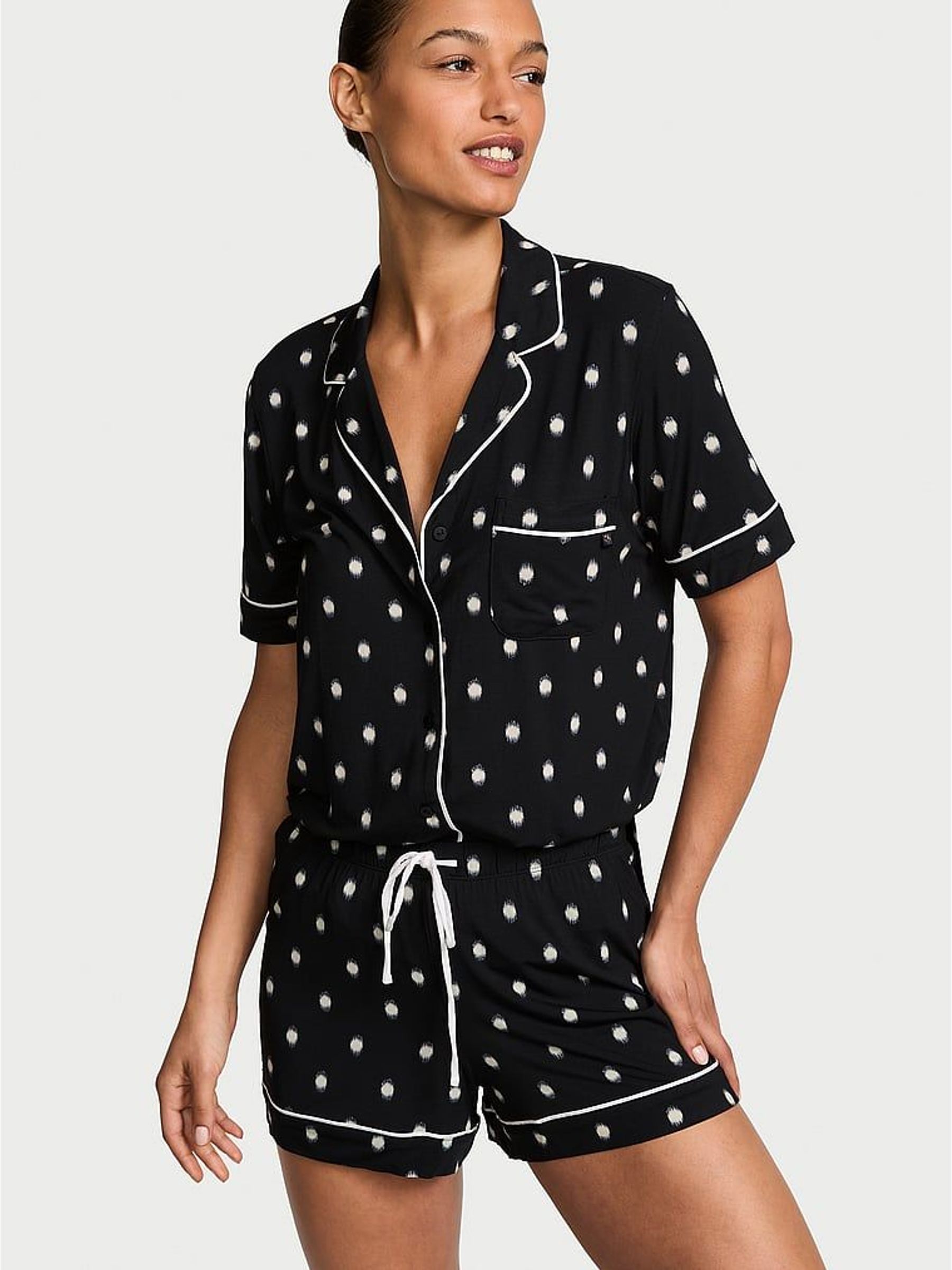 Black Polka Dot - Modal Short Pyjamas Set