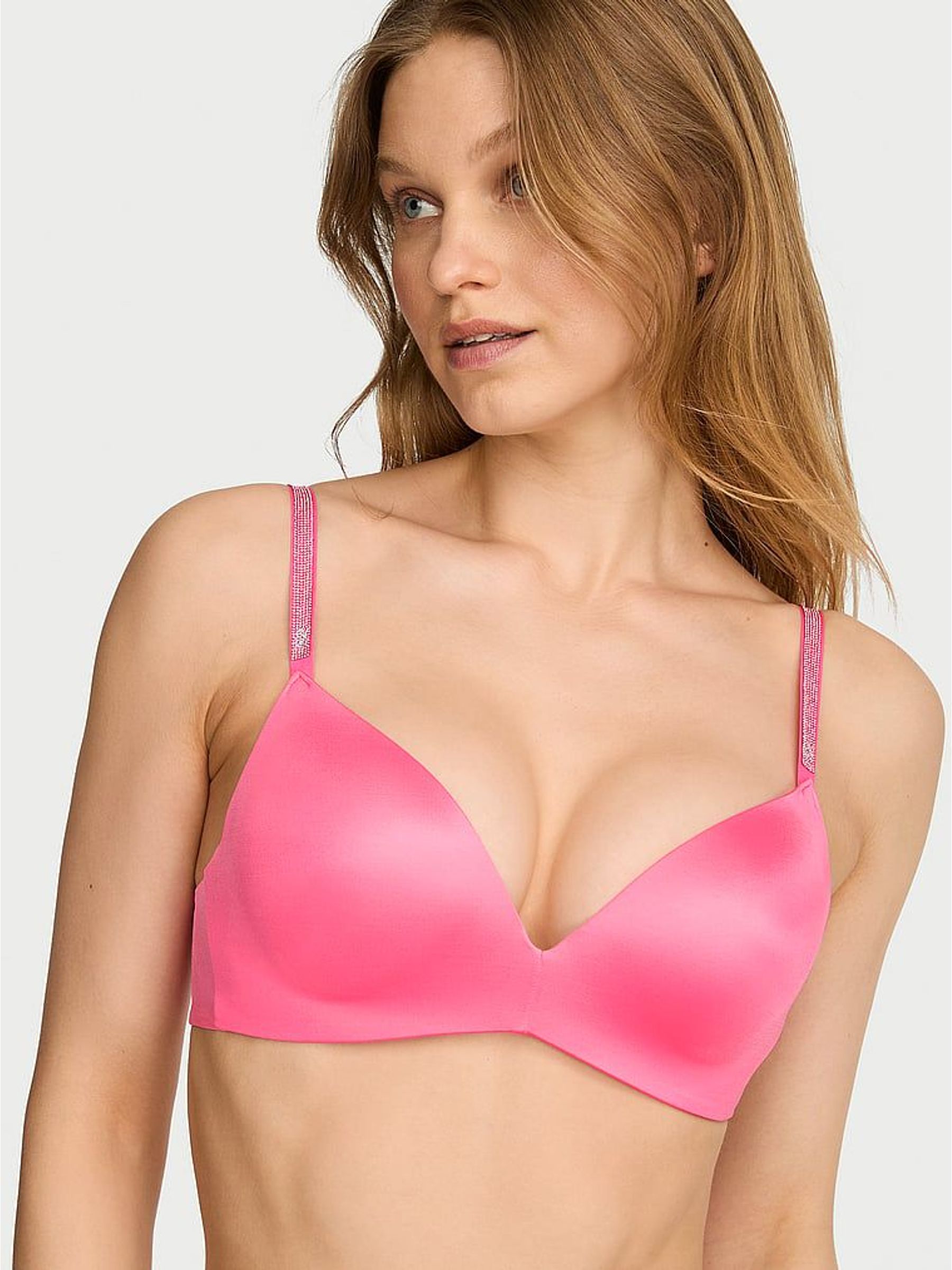 Bombshell Pink - Non Wired Push Up So Obsessed Shine Strap Bra