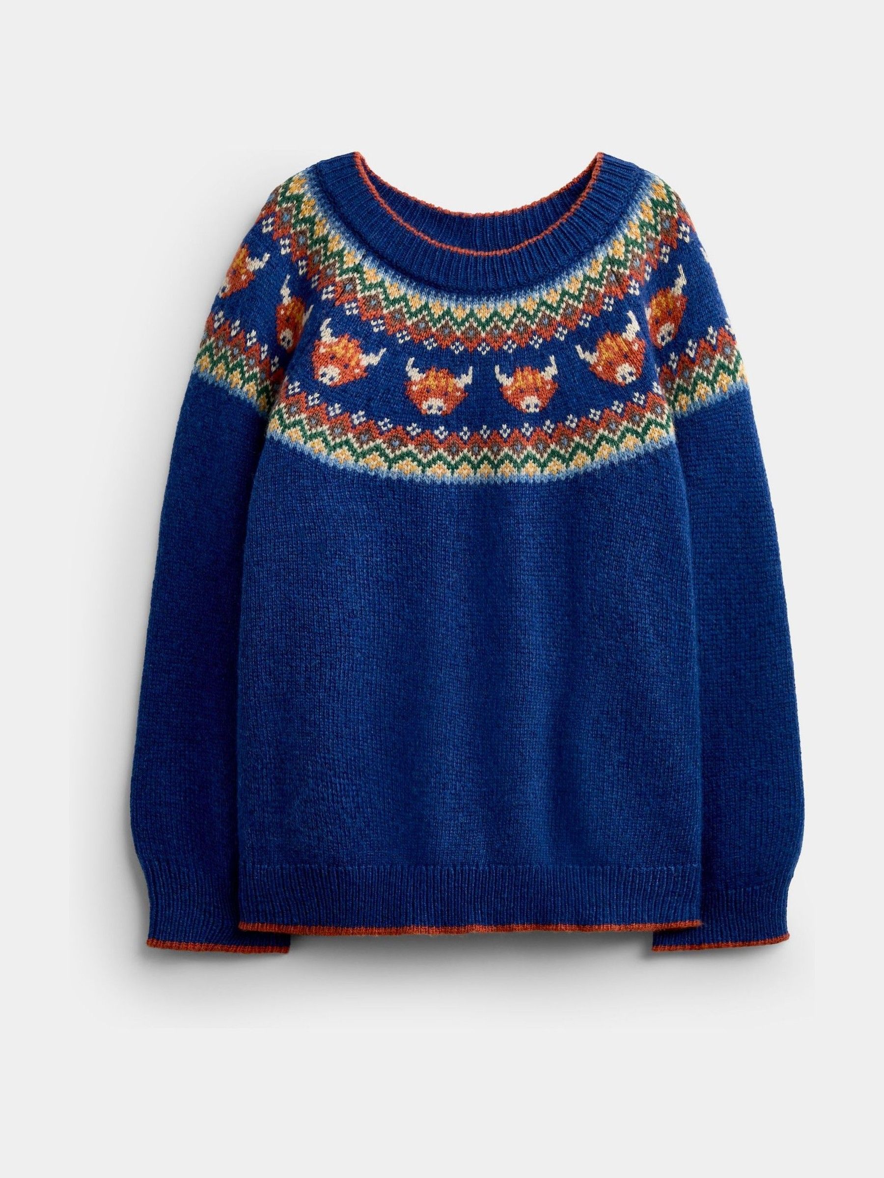 Blue Highland Cow - Fairisle Knitted Jumper