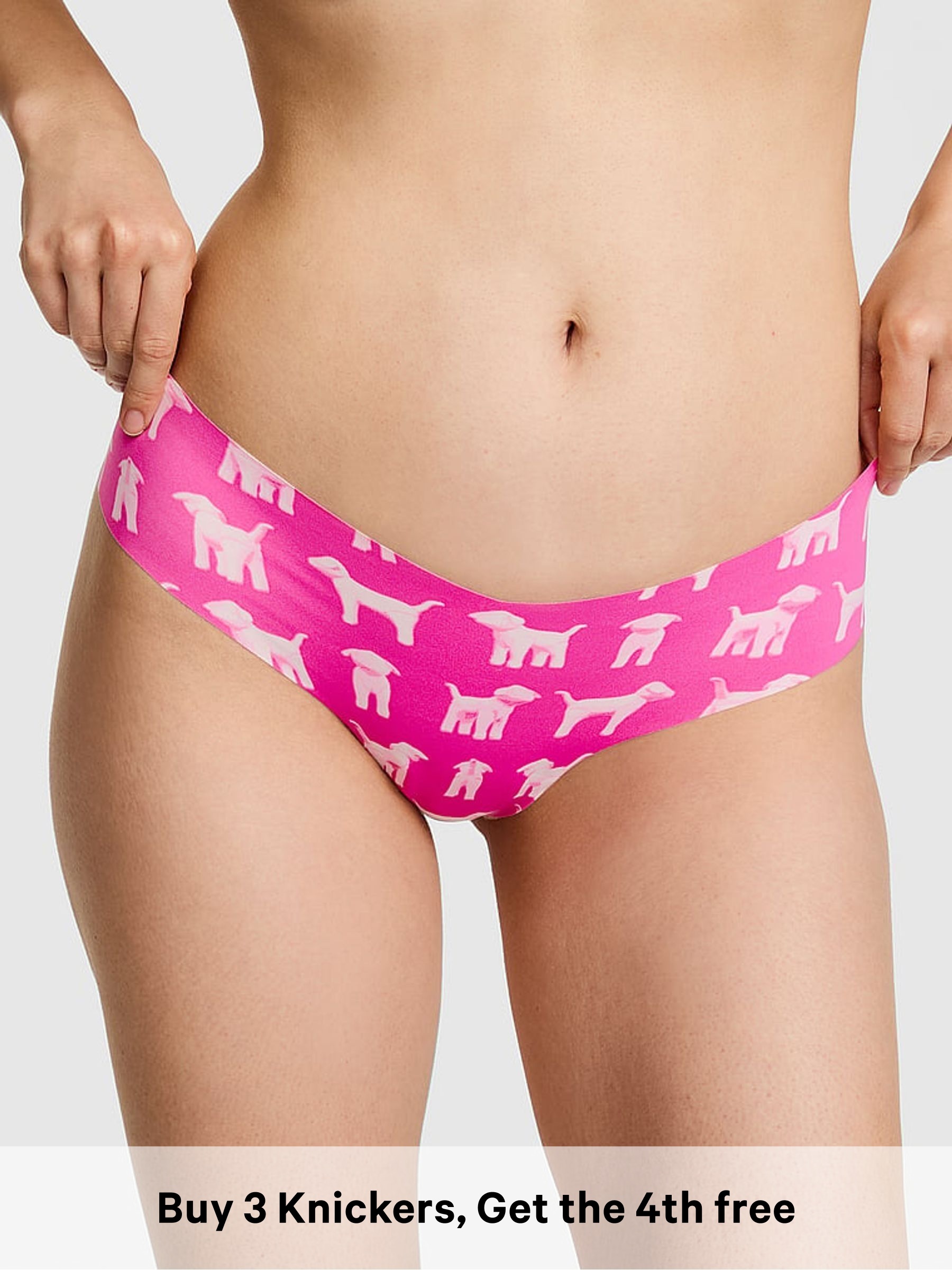 Pink Fire Dog Print - Cheeky No Show Knickers