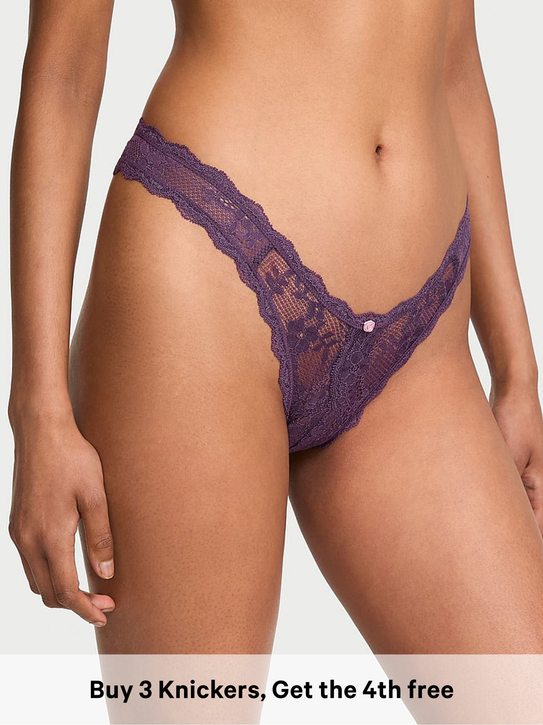 Shadow Purple - Brazilian Lace Crotchless Knickers
