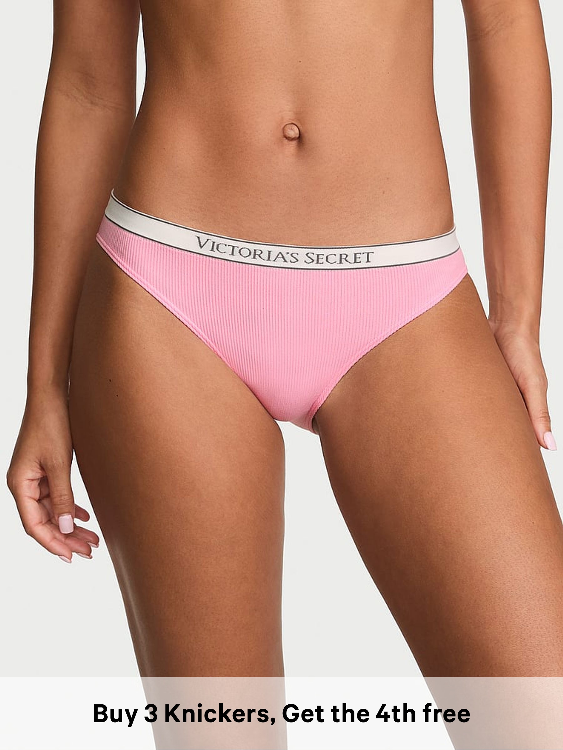 Victoria Pink - Hipster Logo Ribbed Knickers