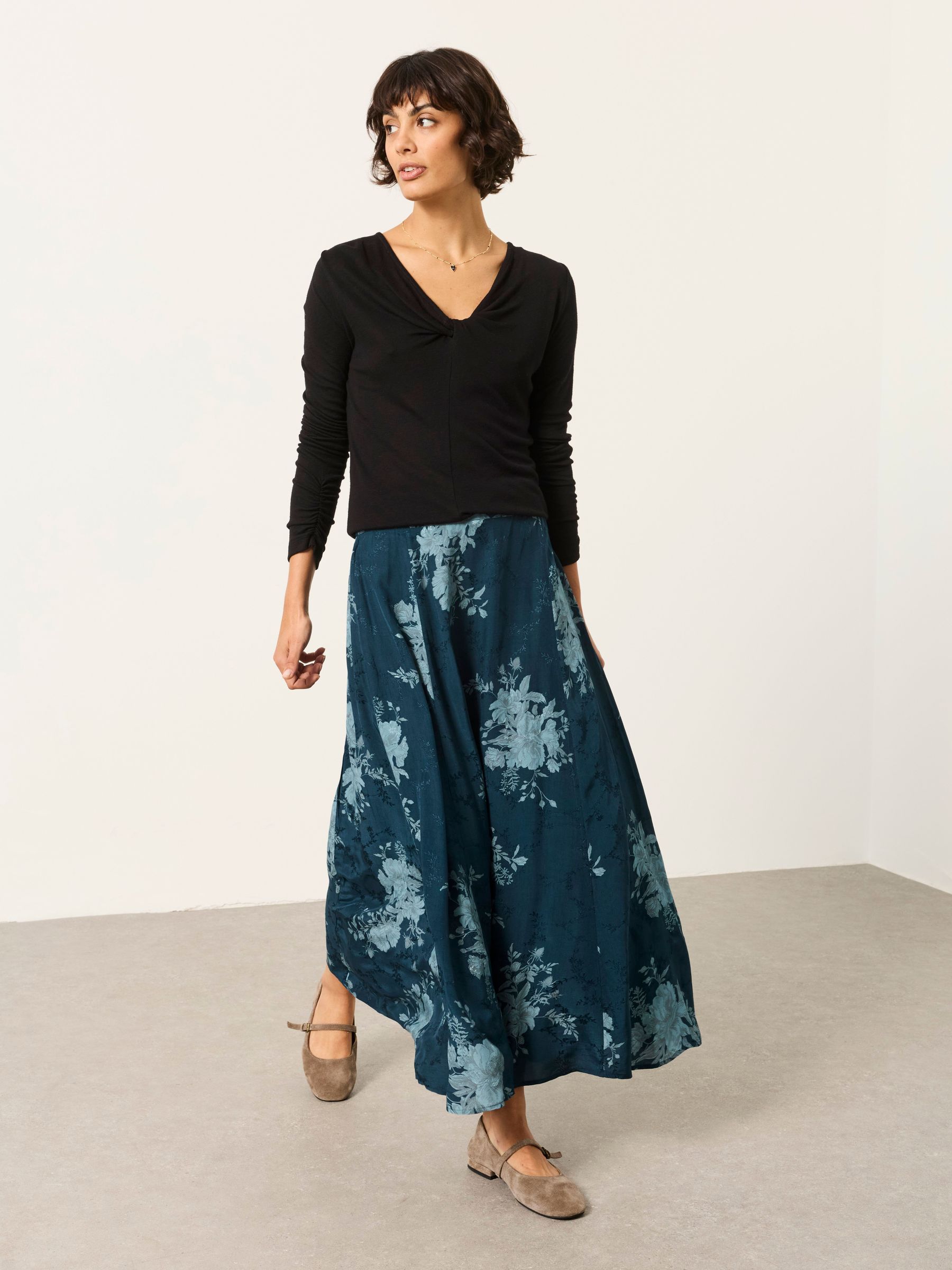 Teal Blue Trailing Rose - Skirt