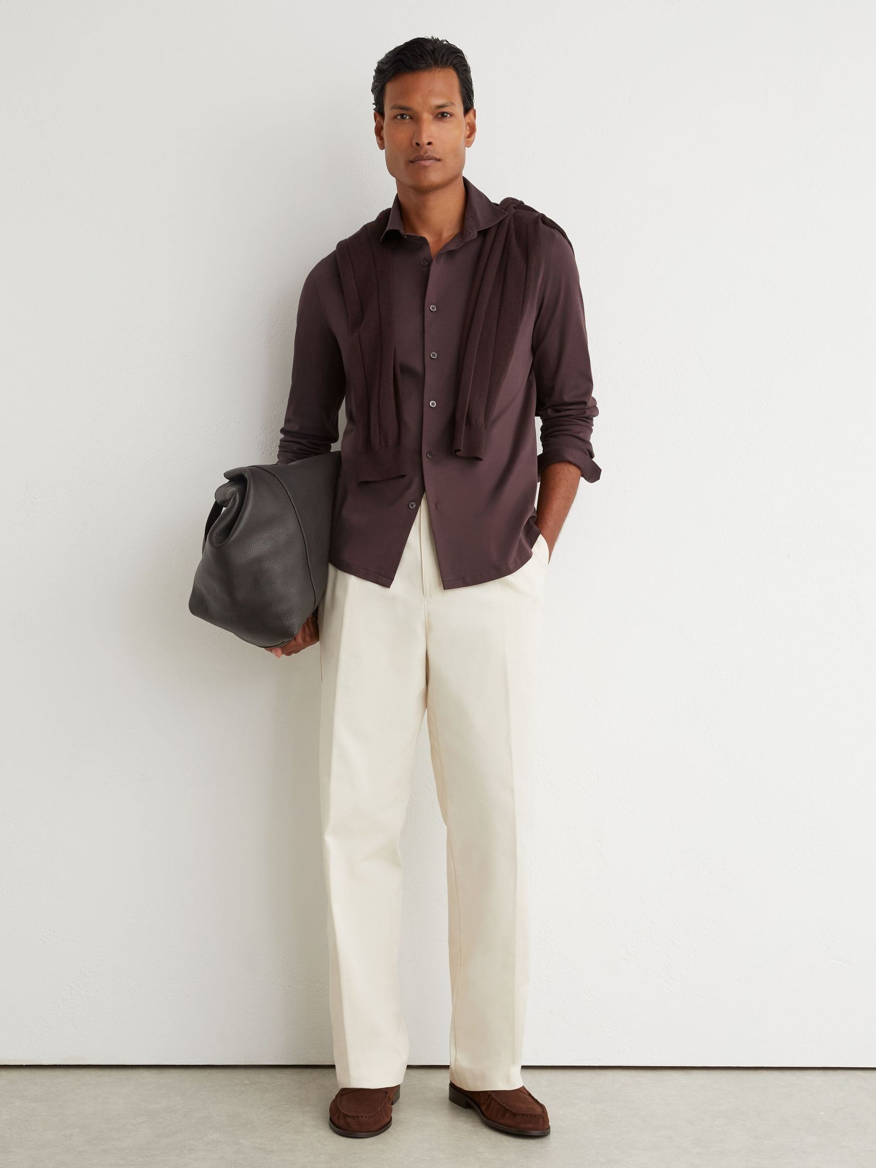 Dark Plum - Regular Air-water Cotton Slim-fit Shirt