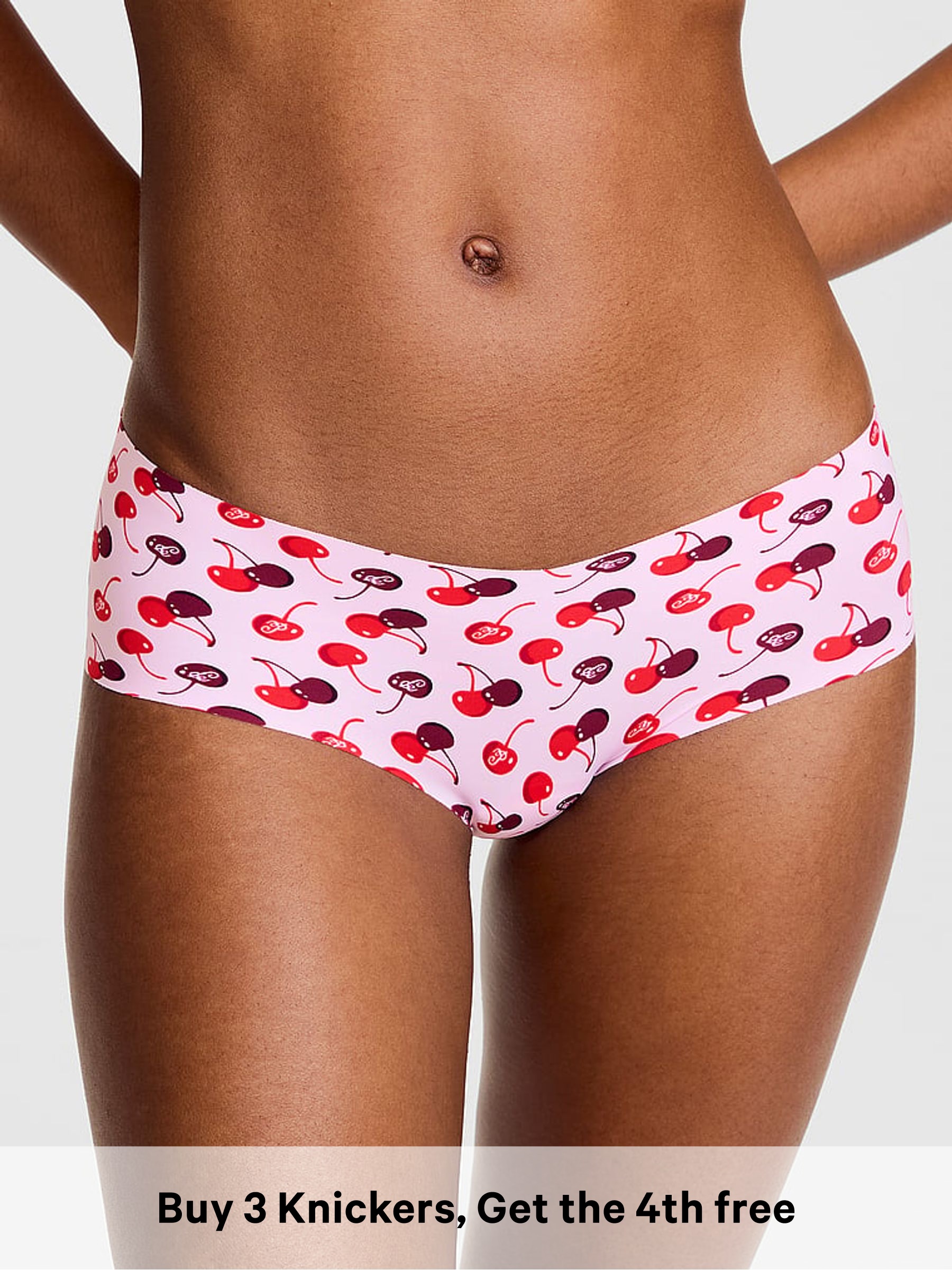 Pink Tulip Cherry Print - Cheeky No Show Knickers