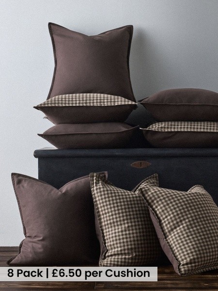 The Set 8 Pack Gingham Cotton Cushion Covers
