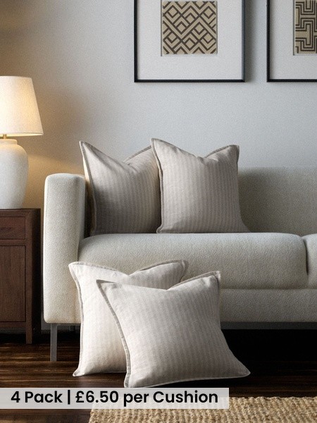 The Set 4 Pack Woven Stripe Cotton Cushion Covers