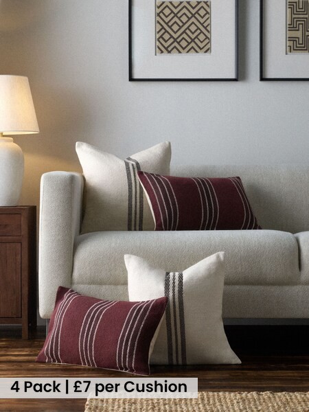 The Set 4 Pack Woven Stripe Cotton Cushion Covers