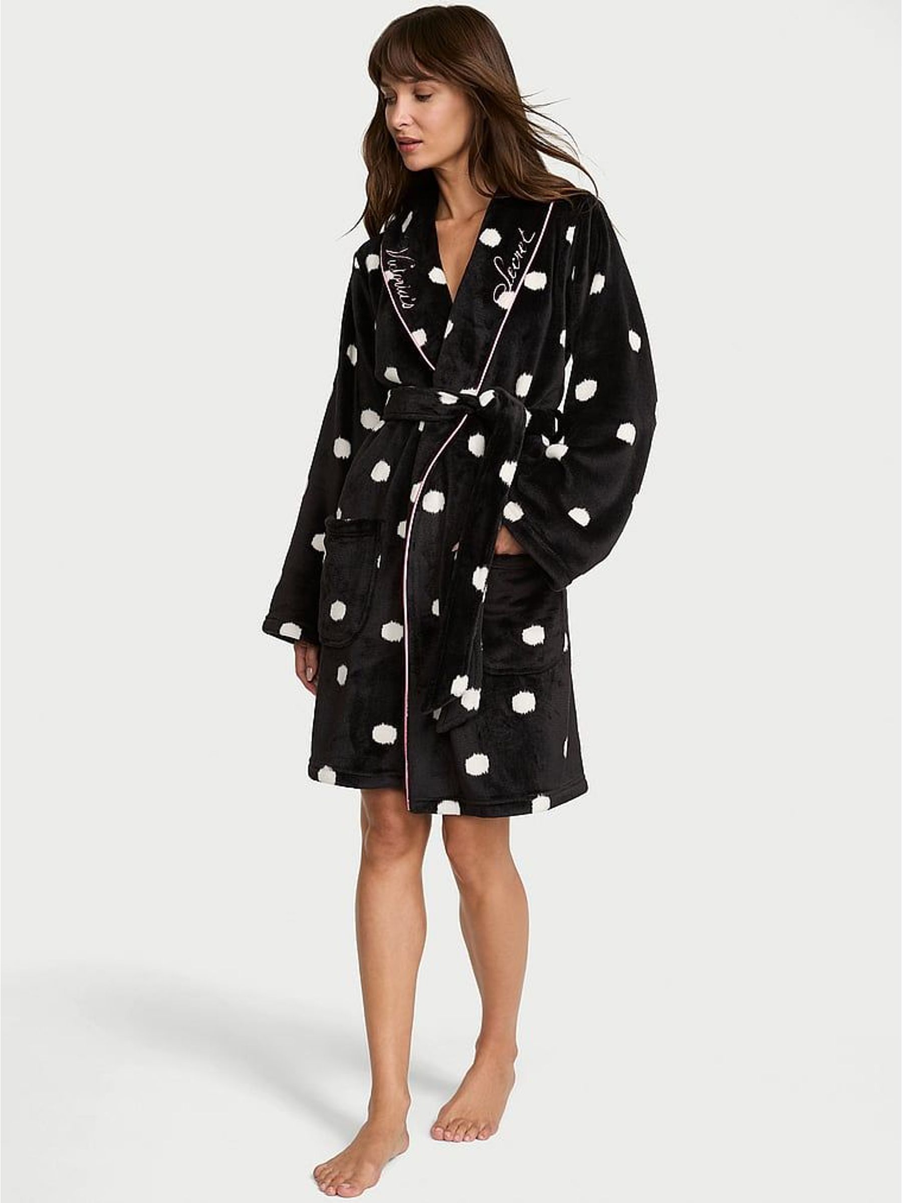 Black Polka Dots - Fluffy Robe