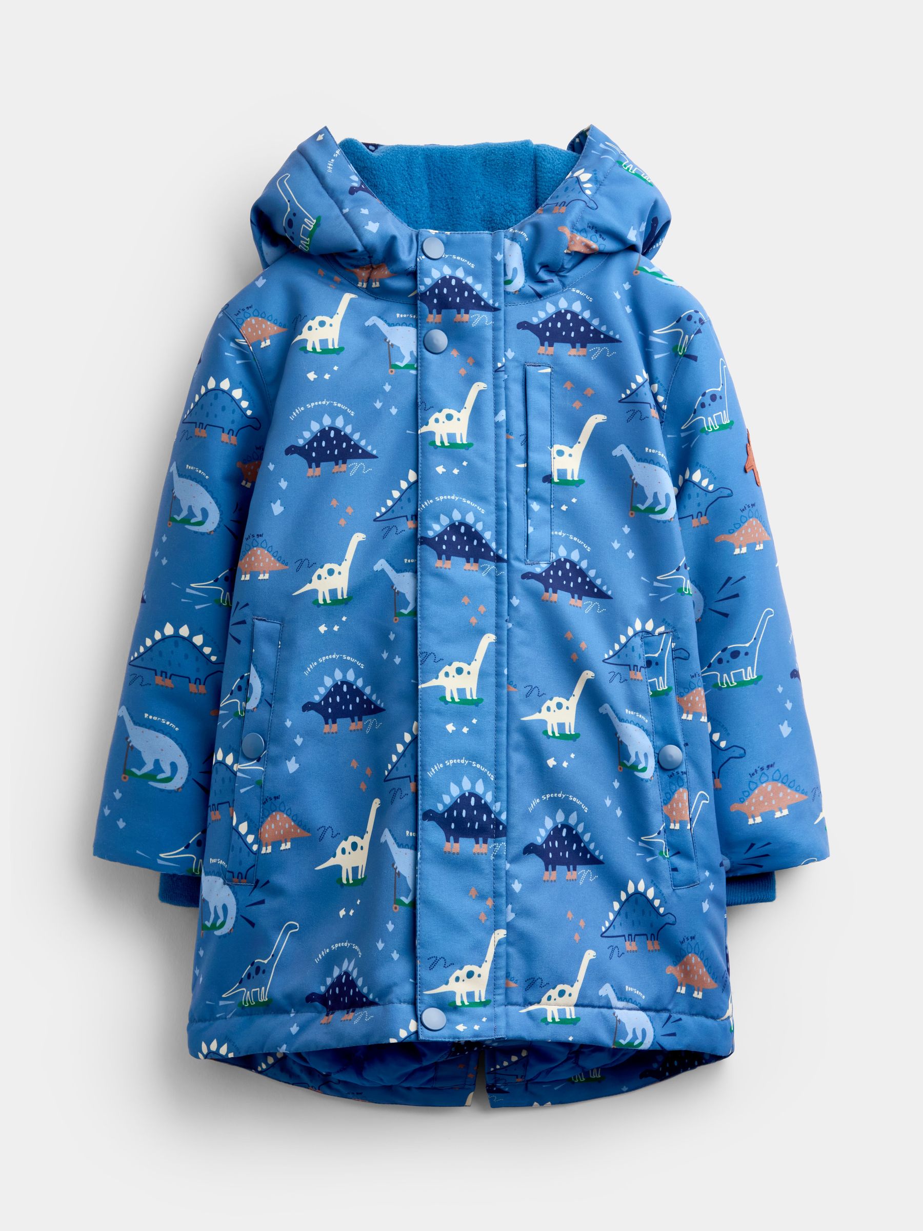 Denim Blue Dinosaur - Dino Print Cosy Lined Parka