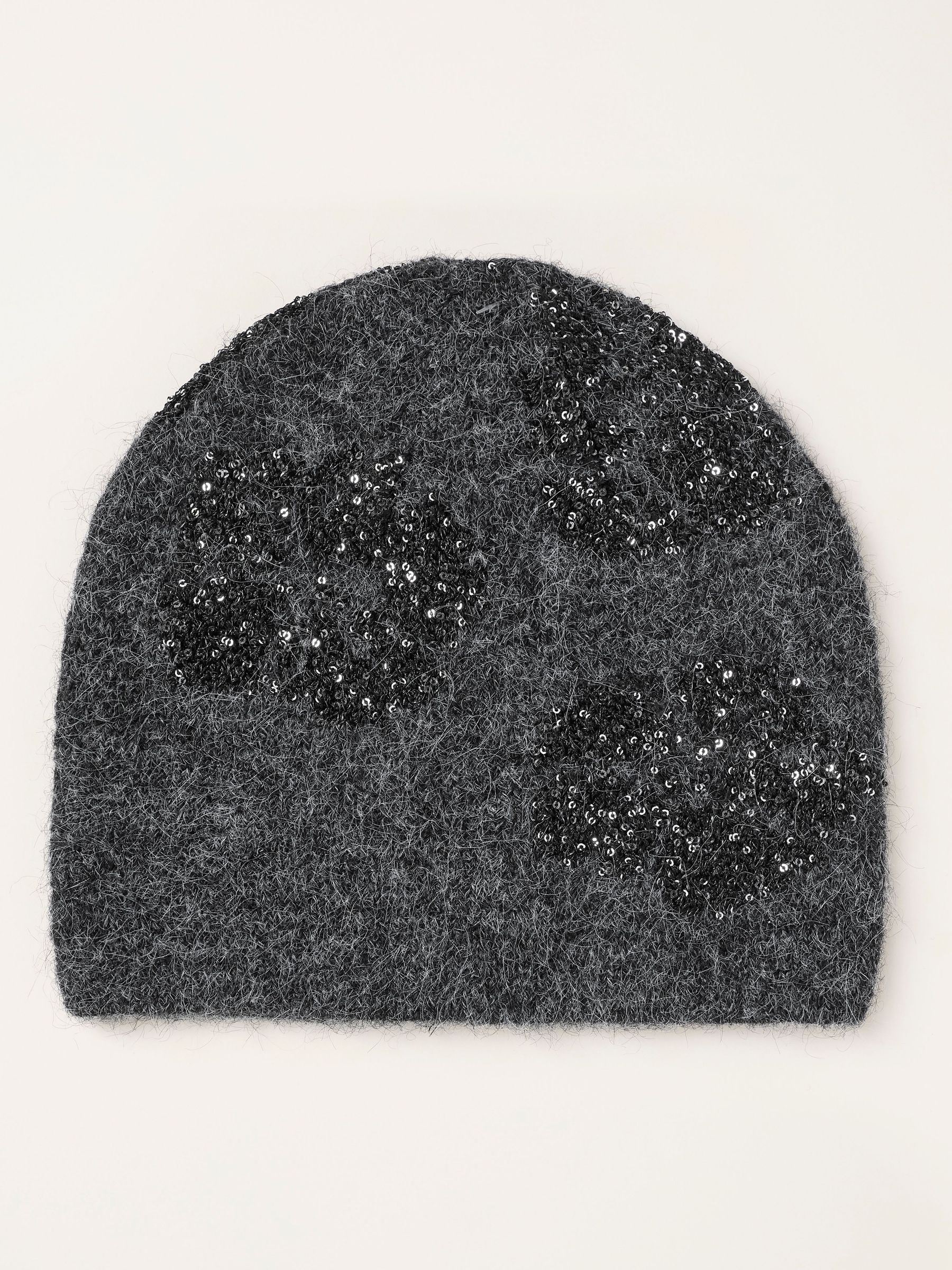 Grey - Floral Sequin Beanie