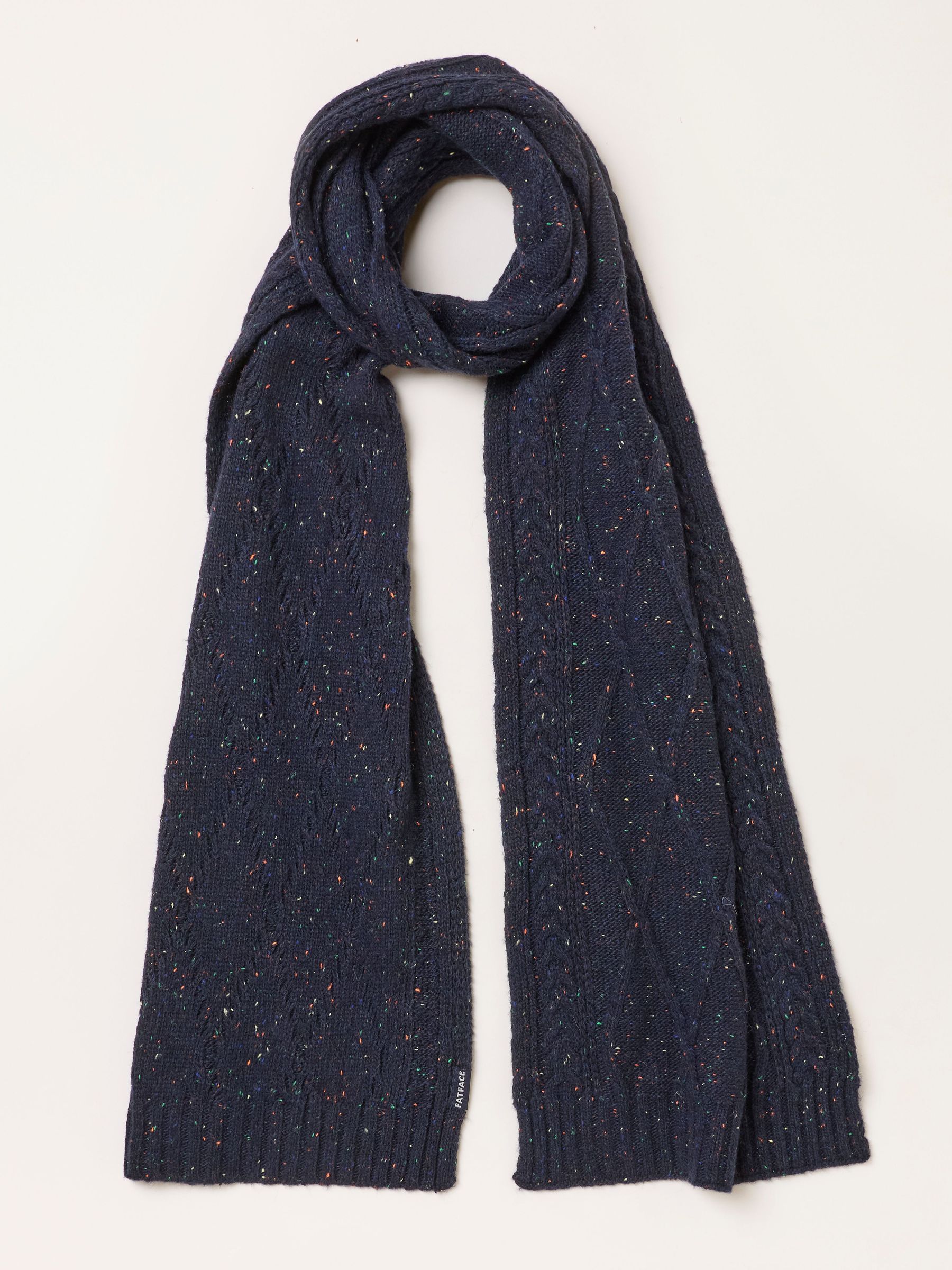 Navy - Regular Cable Knit Scarf