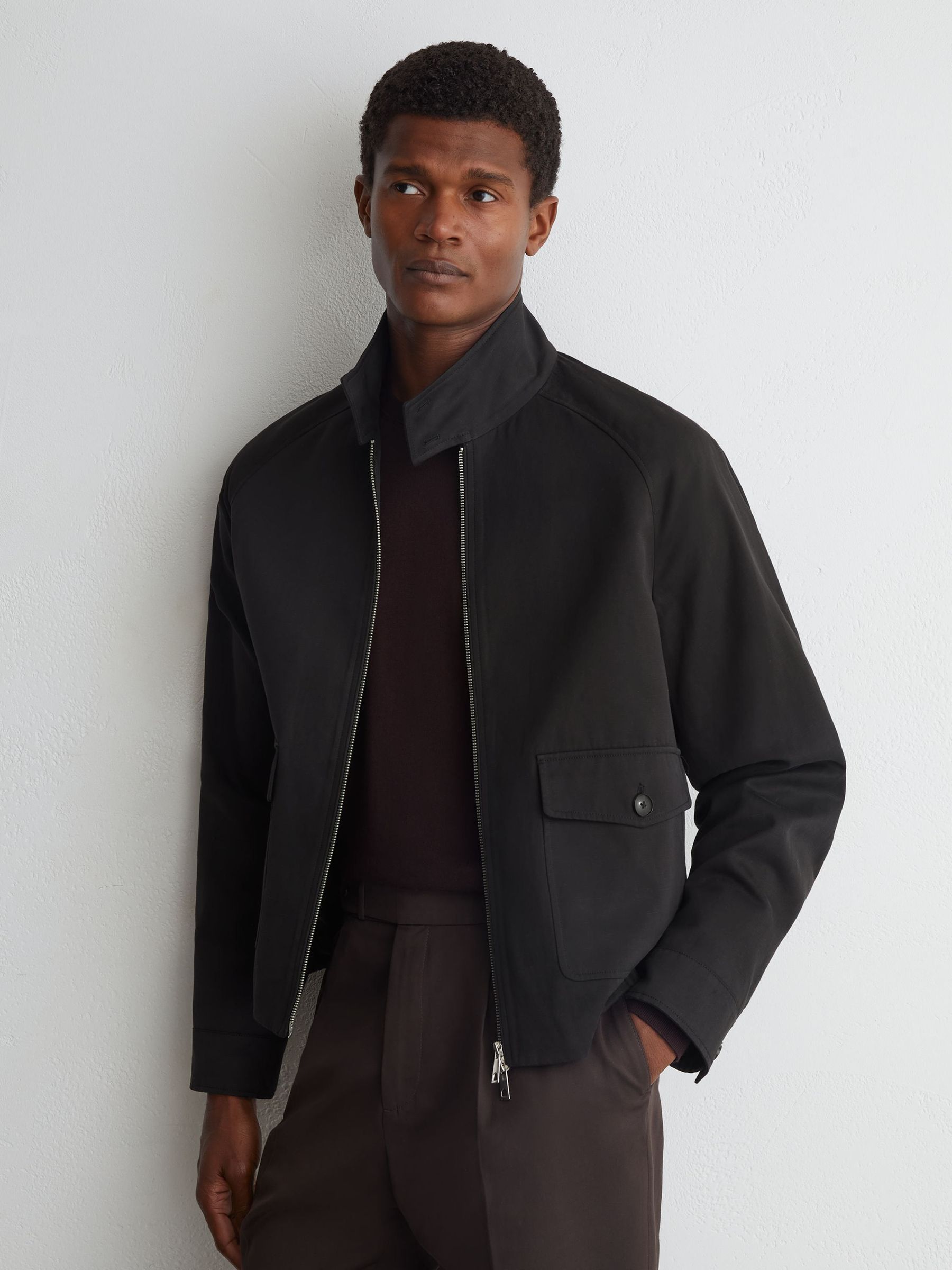 Brown - Regular Atelier Cotton Blend Harrington Brown Jacket