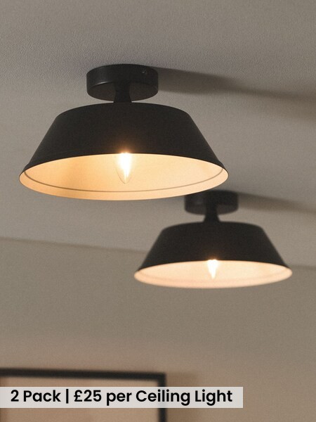 The Set 2 Pack Metal Flush Ceiling Lights