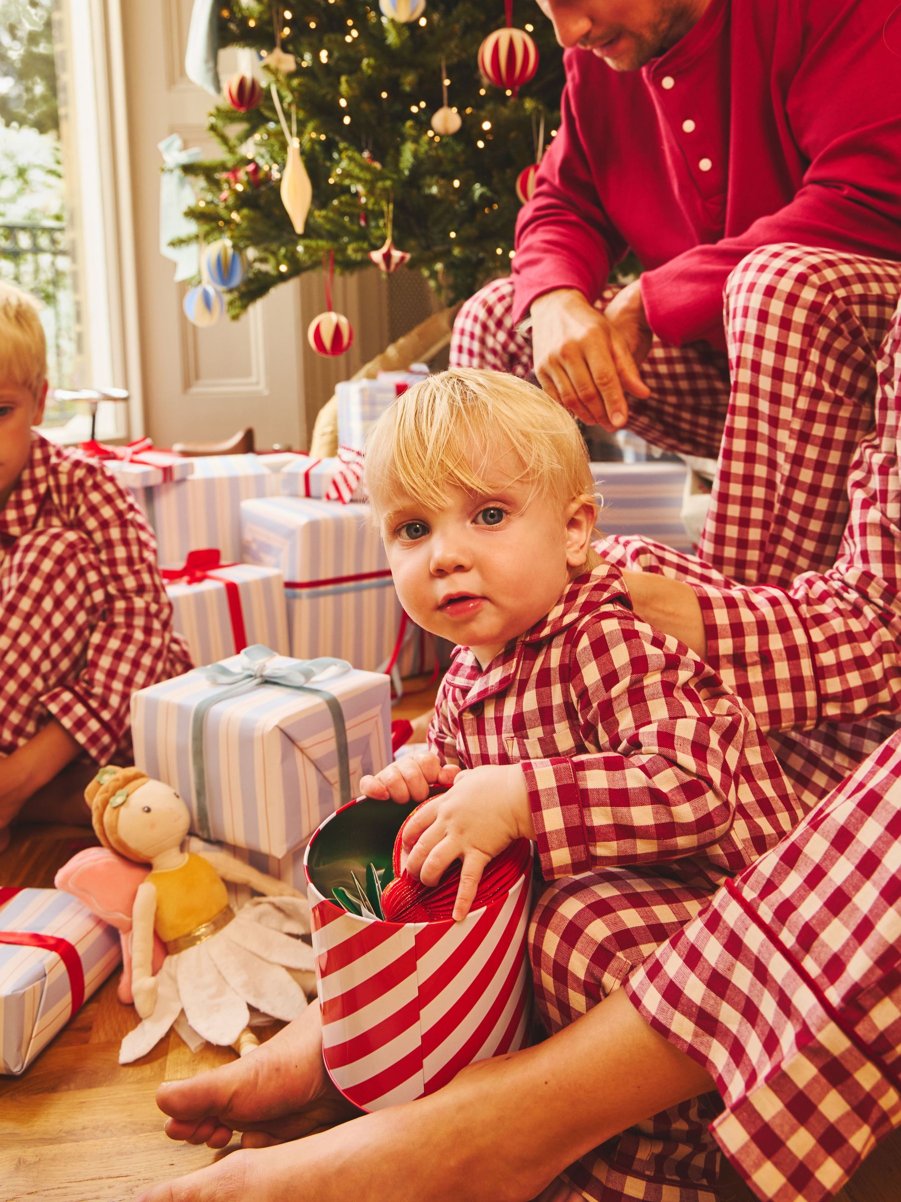 Burgundy Gingham - Woven All-in-one Pyjamas