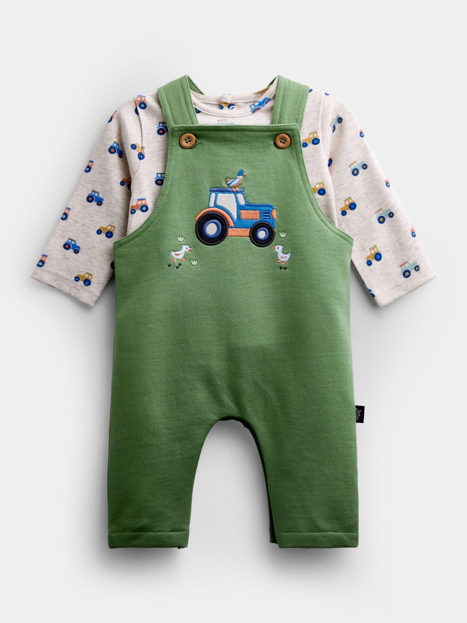 Green Tractor - Jersey Dungaree & Bodysuit Set
