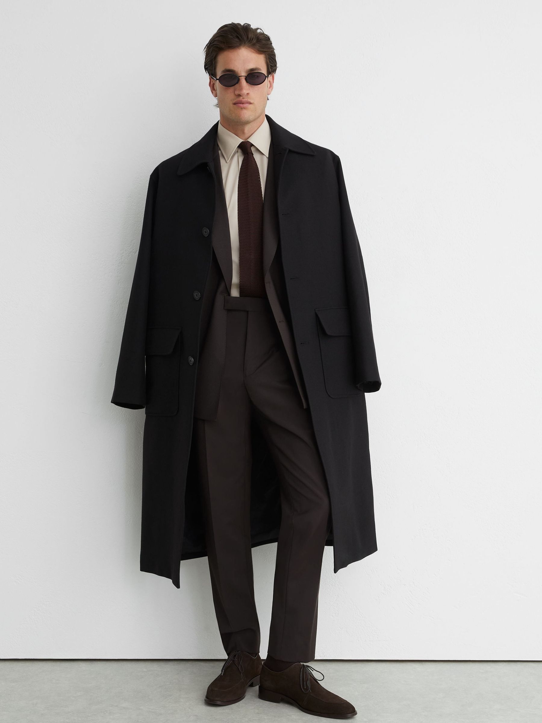 Chocolate Brown - Regular Wool-blend Side-adjuster Suit Trousers Tailored-fit