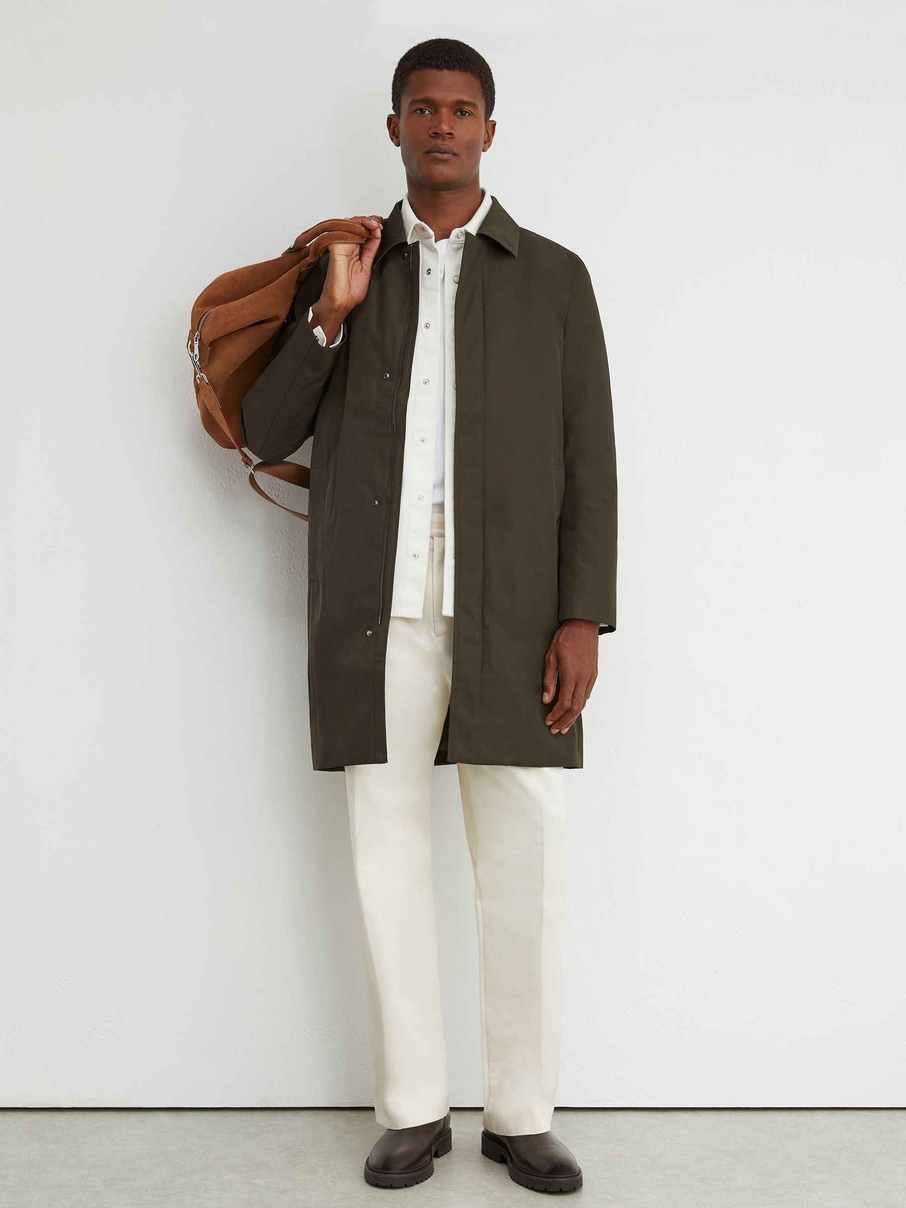 Olive Green - Regular Technical Long Zip-through Jacket