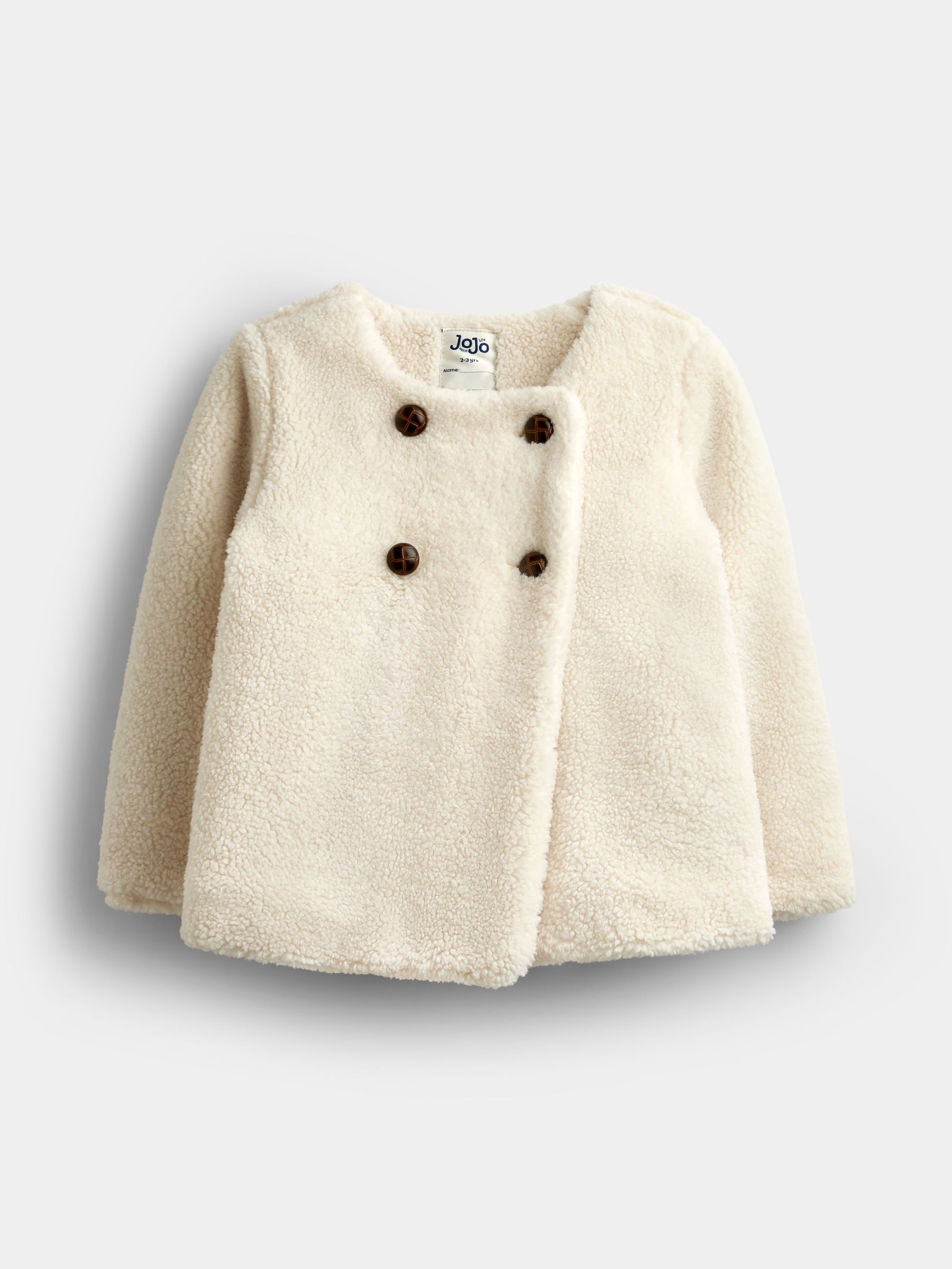 Cream - Double Breasted Borg Cape Jacket