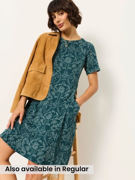 Teal Blue Damask - Floral Jersey Dress