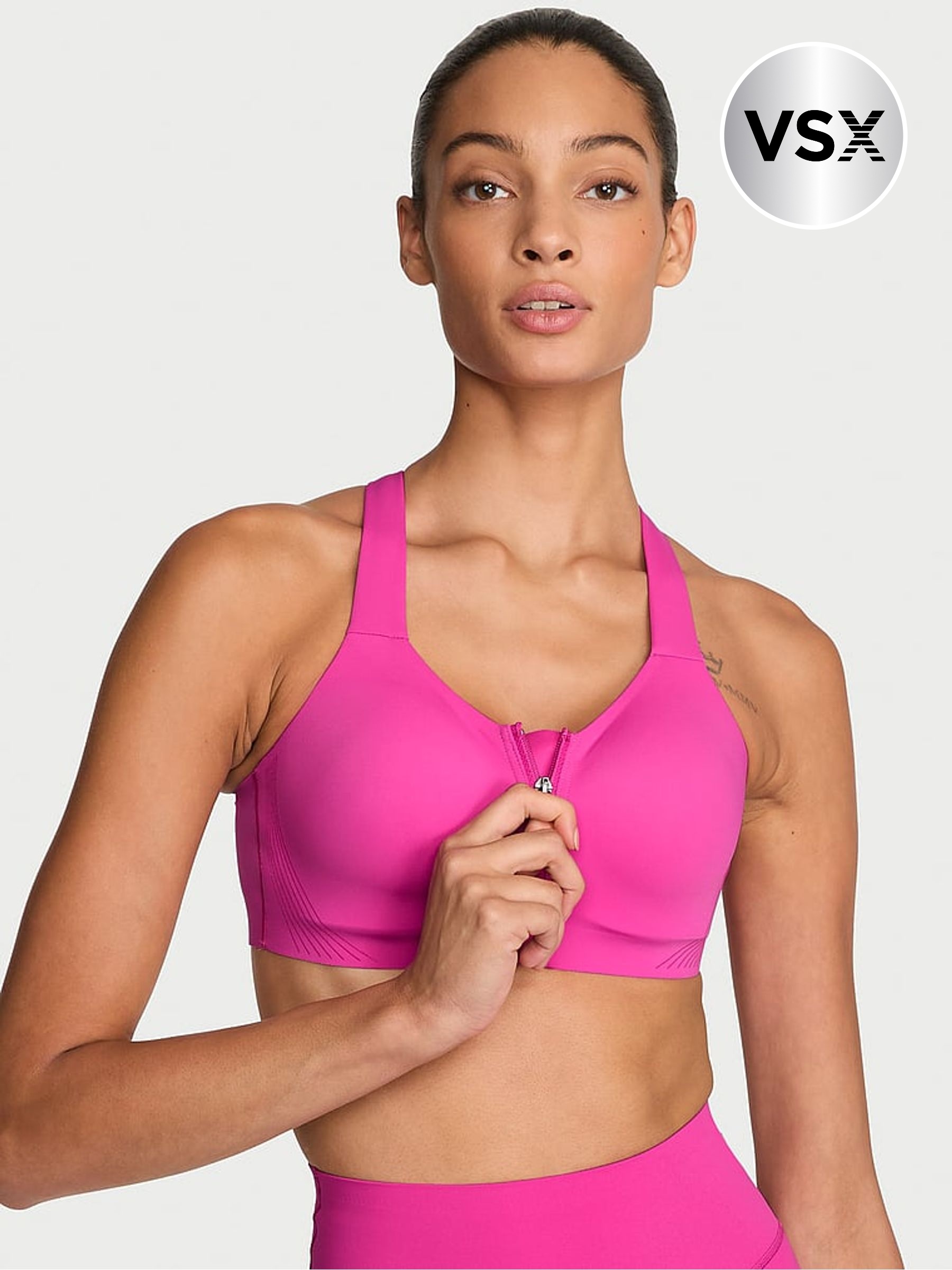 Pink Fire - Front Close Knockout™ High Impact Sports Bra