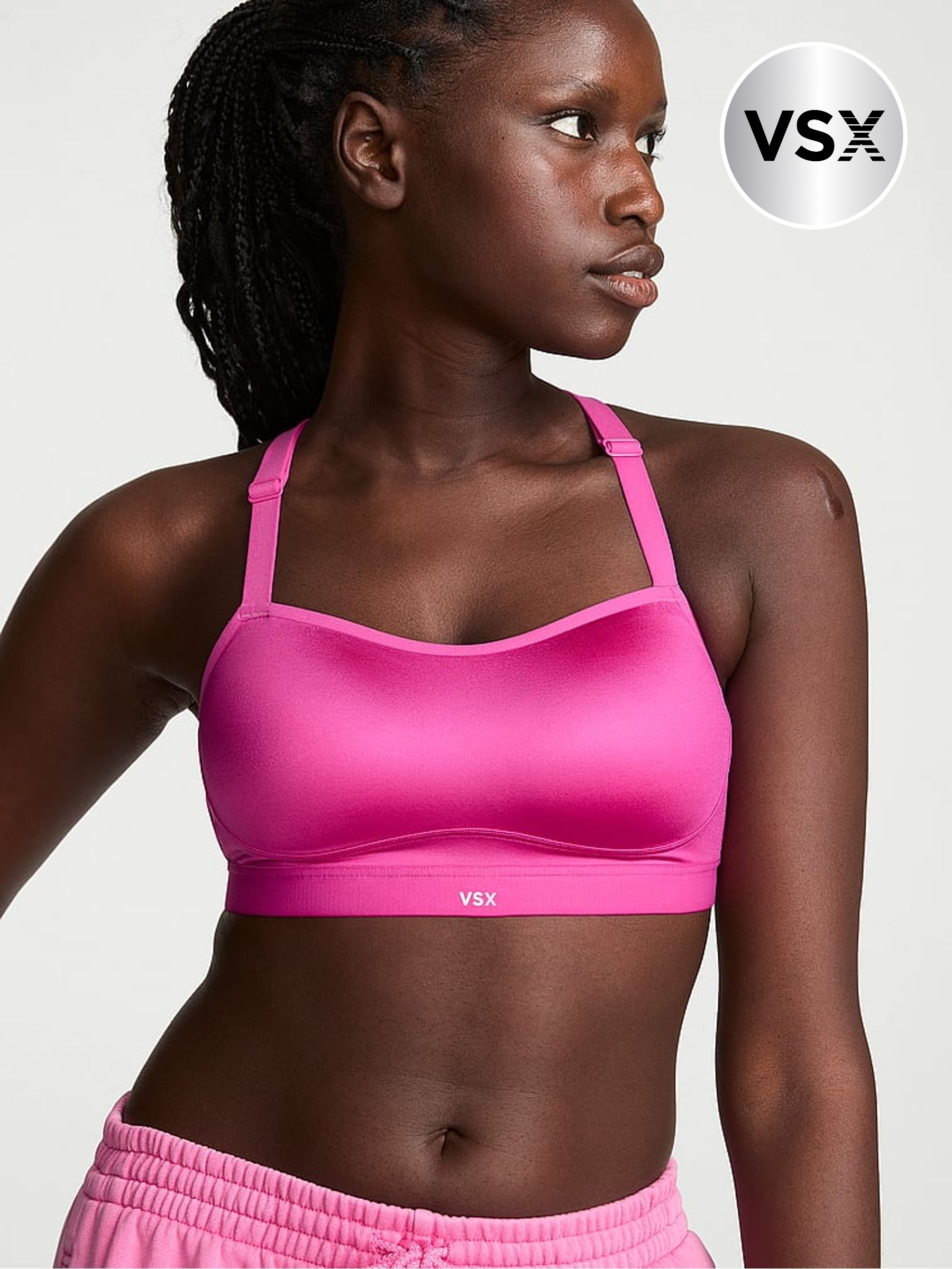 Pink Fire - Angel™ Glossytech Medium Impact Sports Bra